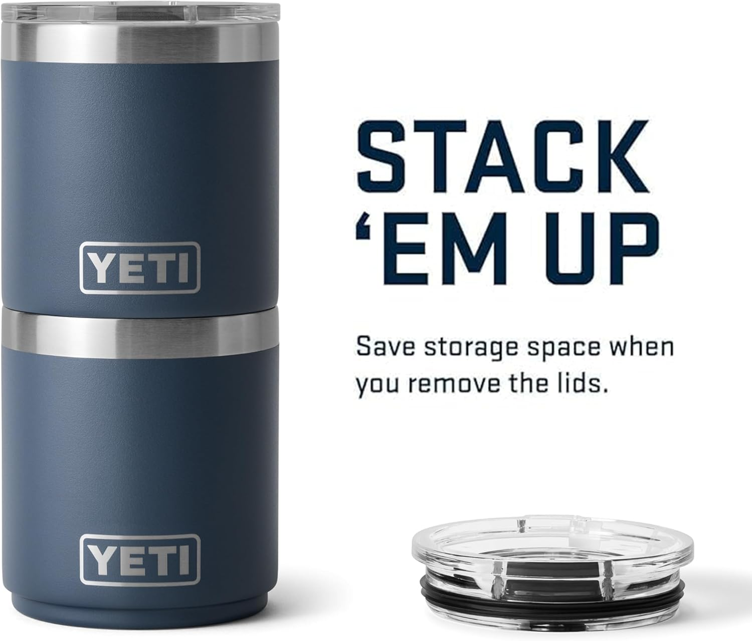 YETI Rambler 10 Oz Stackable Lowball 2.0, Vacuum Insulated, Stainless Steel with Magslider Lid, Navy image number 3
