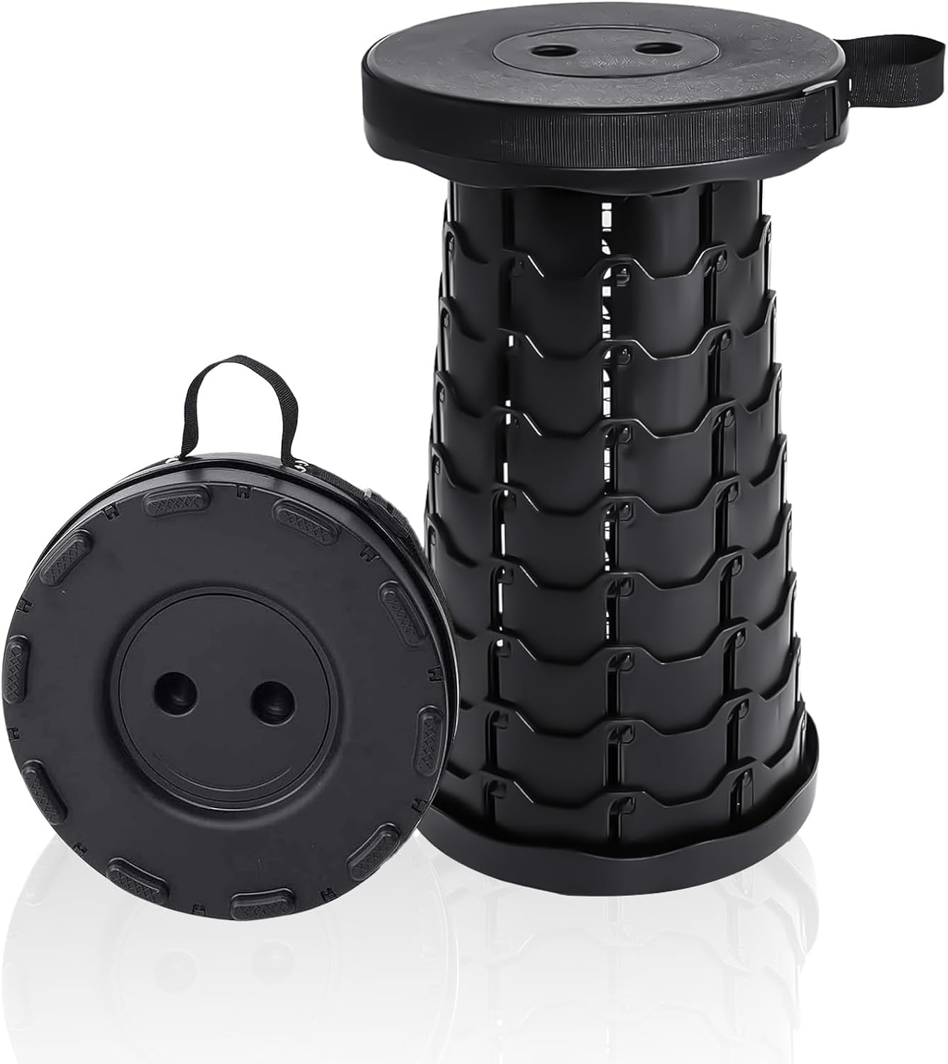 Foldable Stool for Adults - 550Lbs Capacity, Portable & Retractable Camping Seat, Compact Collapsible Stool for Outdoor, Travel, Events（Black） image number 6