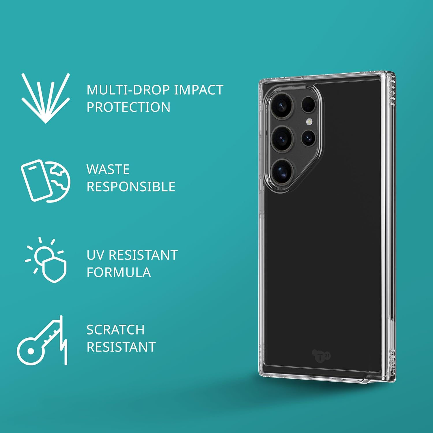 Tech21 Evo Clear for Samsung S24 Ultra - Protective Mobile Phone Case Cover, Scratch-Resistant Shockproof - Clear image number 4