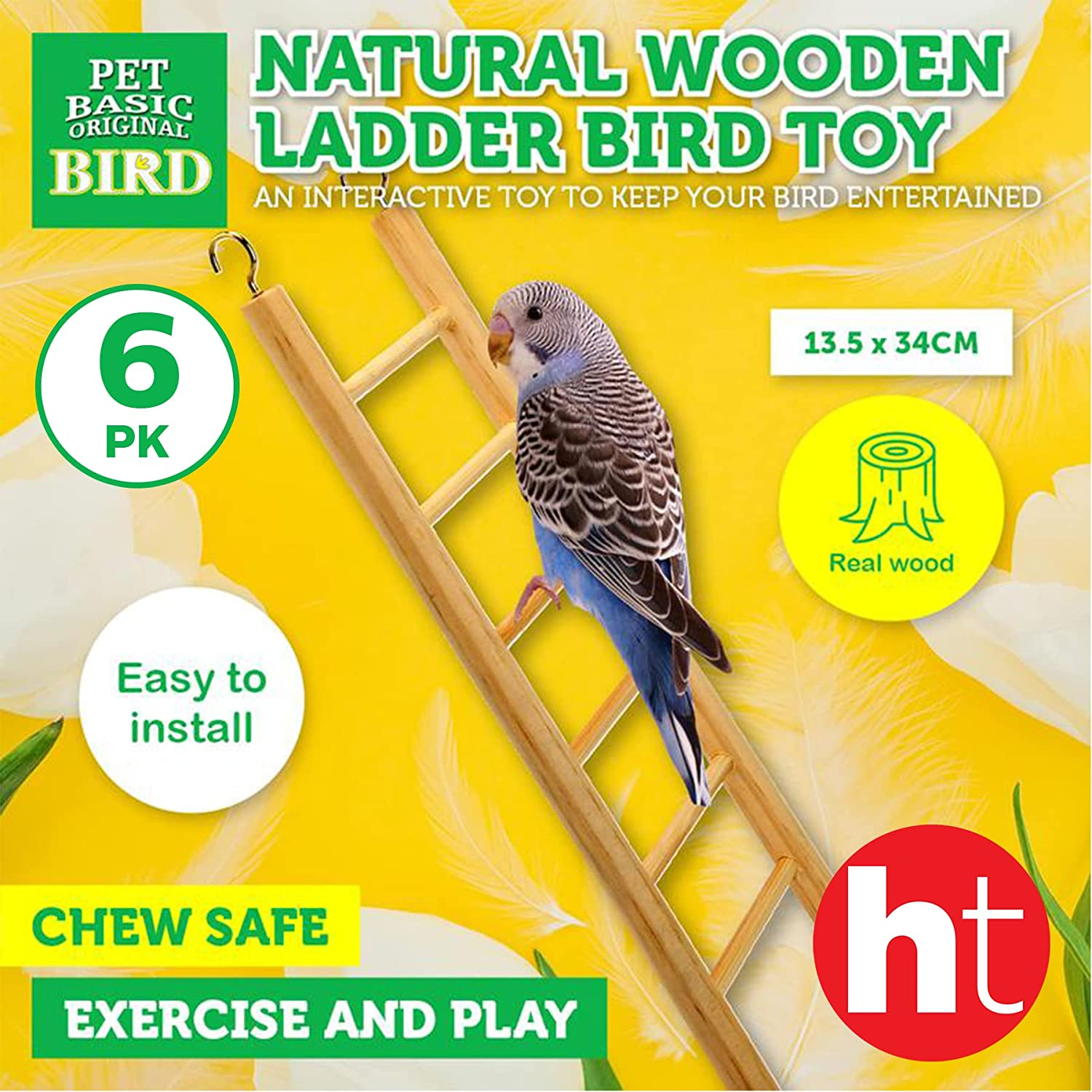 [6PCE] Pet Basic Natural Wooden Ladder Bird Toy, Interactive Wooden Ladder Bird Toy, Fun and Stimulating Playtime for Birds (13.5Cm X 34Cm) image number 6
