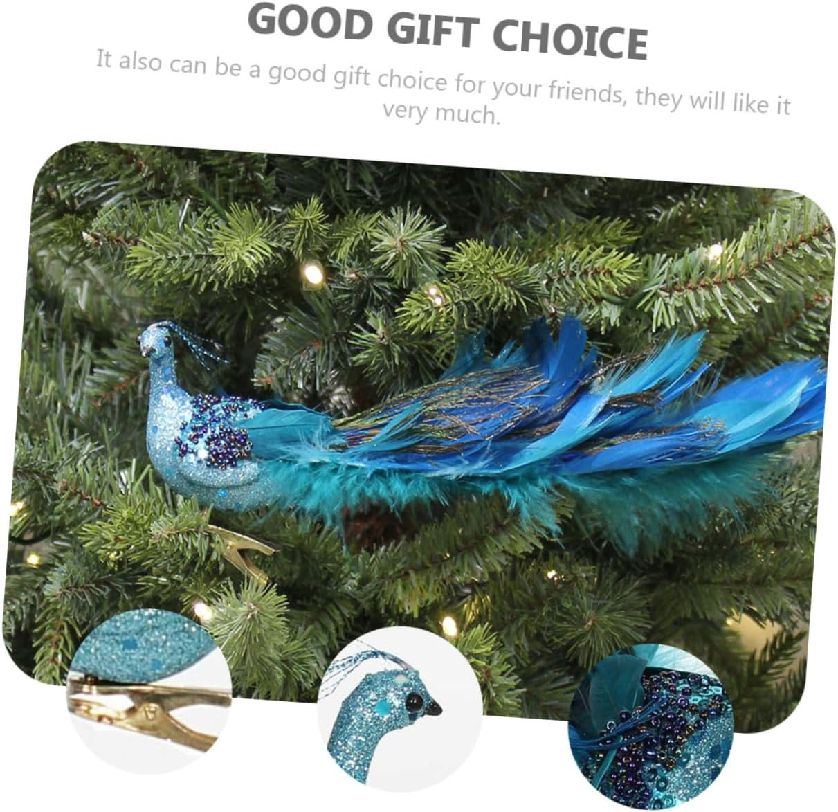 Miniature Peacock Plumage Decoration Artificial Peafowl Figurine for Christmas Tree Decorations and Bonsai image number 6