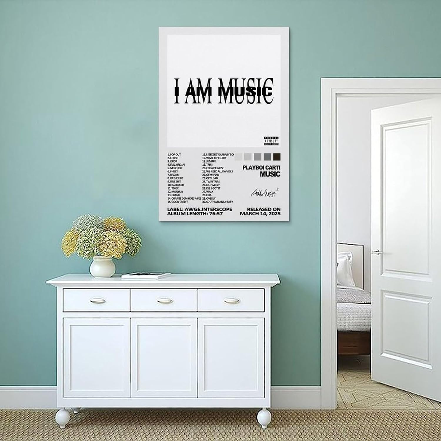 Music Playboi Album Carti Poster Poster Canvas Painting Wall Art Picture Home Decor Print for Bedroom Living Room Dorm Study Bar Office 12X18Inch(30X45Cm) image number 6