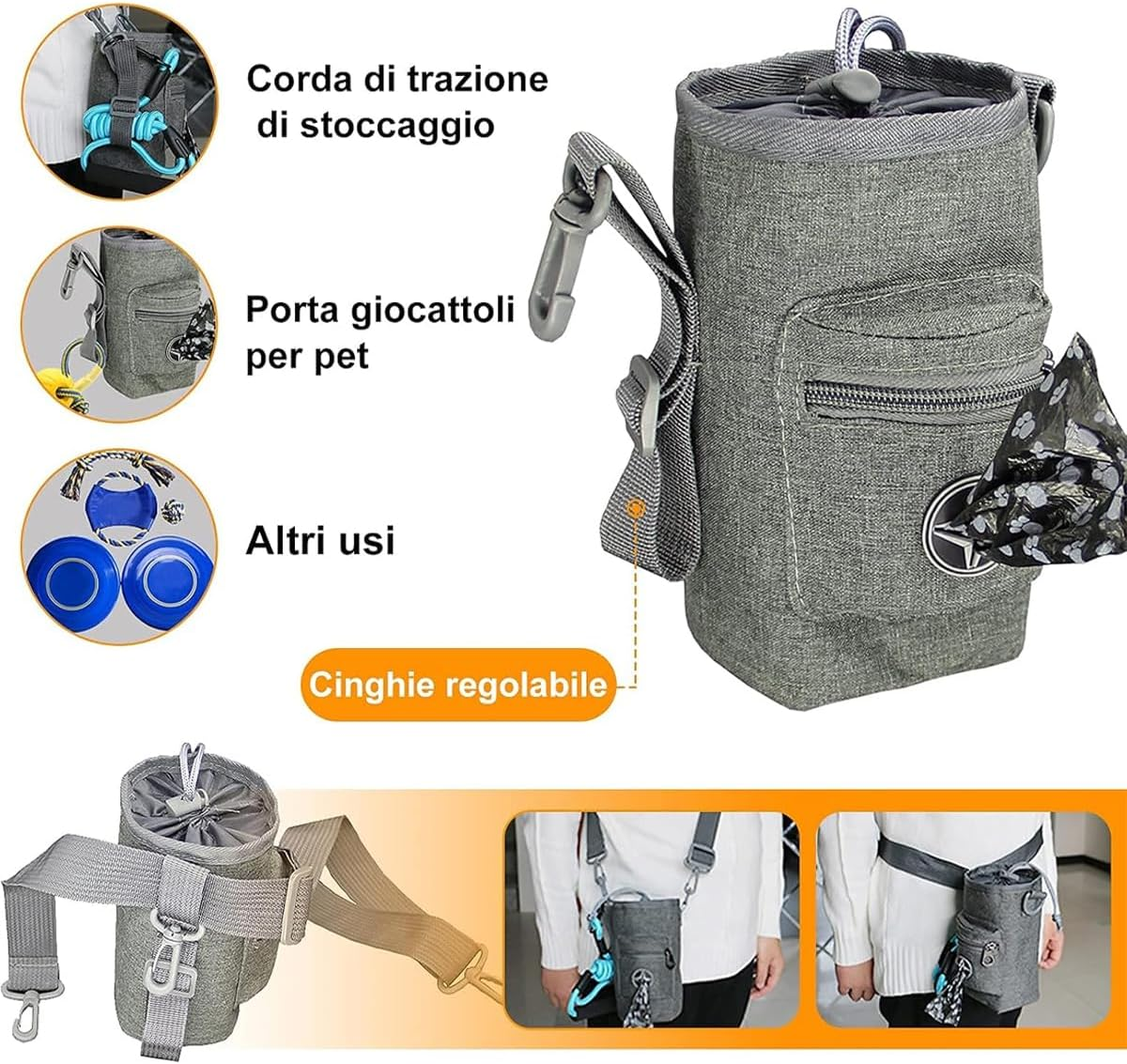 AIMALL Portable Dog Training Bag with Snack and Garbage Collection Features, Multi-Use Waist Bag for Walking and Training, Lightweight Weatherproof Design image number 2