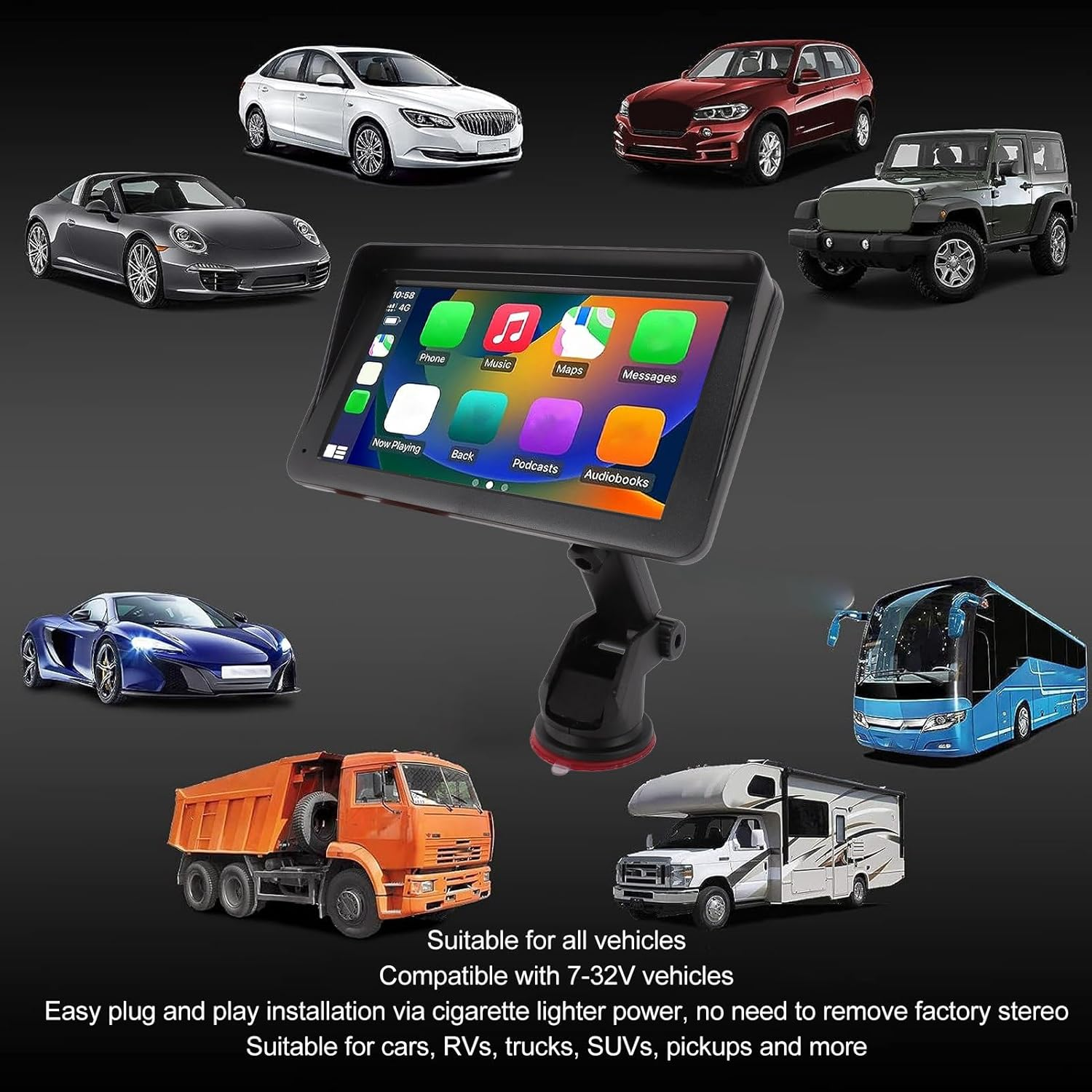 Jectse 7 Inch HD Double Din Car Stereo, 2.4Ghz Wifi Touchscreen Multimedia Player, Voice Control, Bluetooth Calling, Navigation, for 7-32V Vehicles image number 4