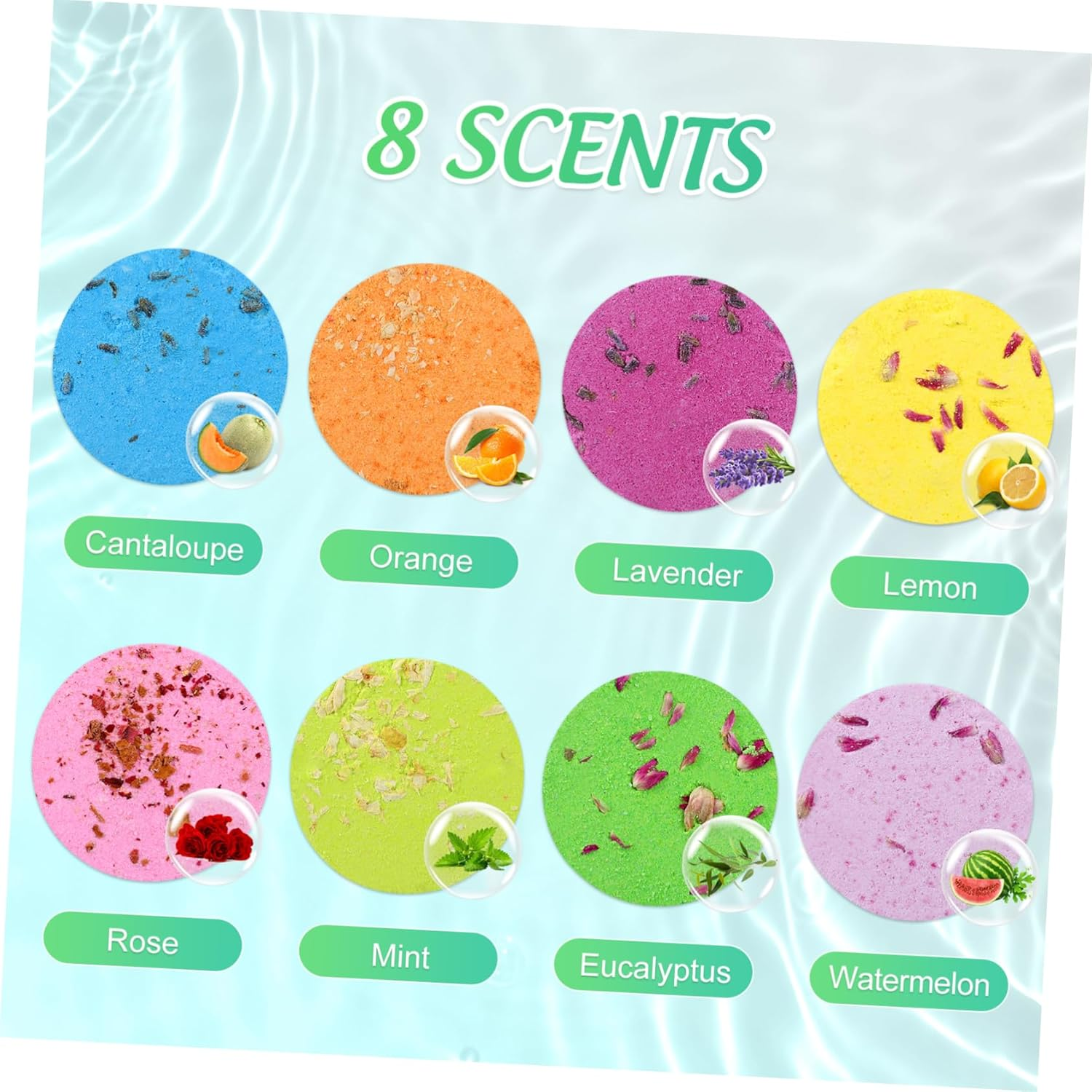 Bath Aroma Salt Tablets 8Pcs 5.6Cm round Natural Sea Salt and Dried Flowers Promote Blood Circulation Fast Dissolution Creative Elegant Design for Bathing and Relaxation image number 4