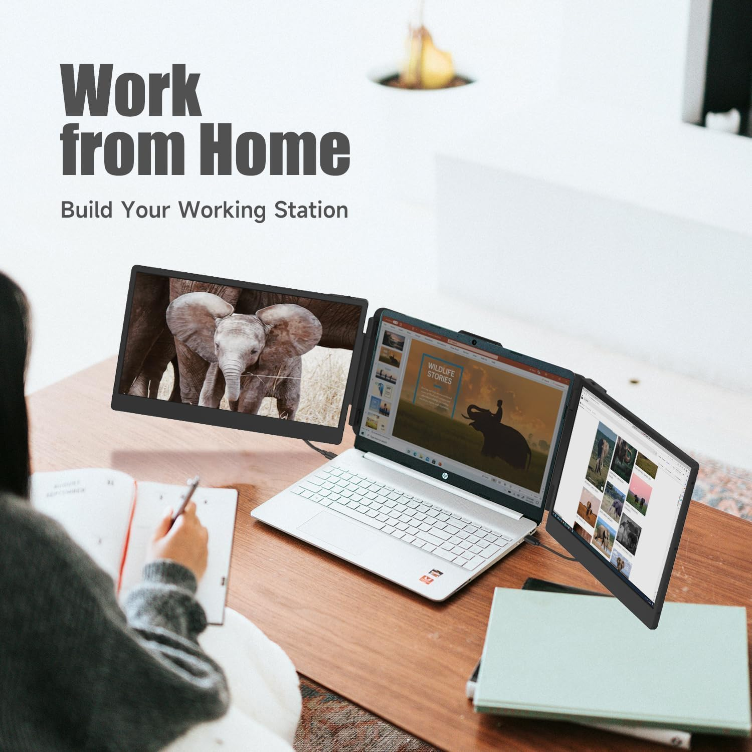 Laptop Screen Extender, 14" Portable Monitor, 1080P FHD Triple Monitor Extender for 13"-17.3" Laptop, HDMI/USB-C for Macbook, Windows, Chrome, Switch, Plug & Play image number 4