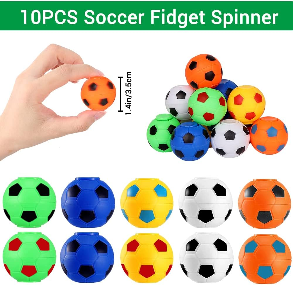 YUJUN 112 PCS Soccer Party Favors Set , Soccer Toy Soccer Fidget Spinners Slap Bracelet Whistle Tattoos Stickers Keychains for Kids Soccer Themed Birthday Party Favors Goodie Gifts Bags Decorations image number 1