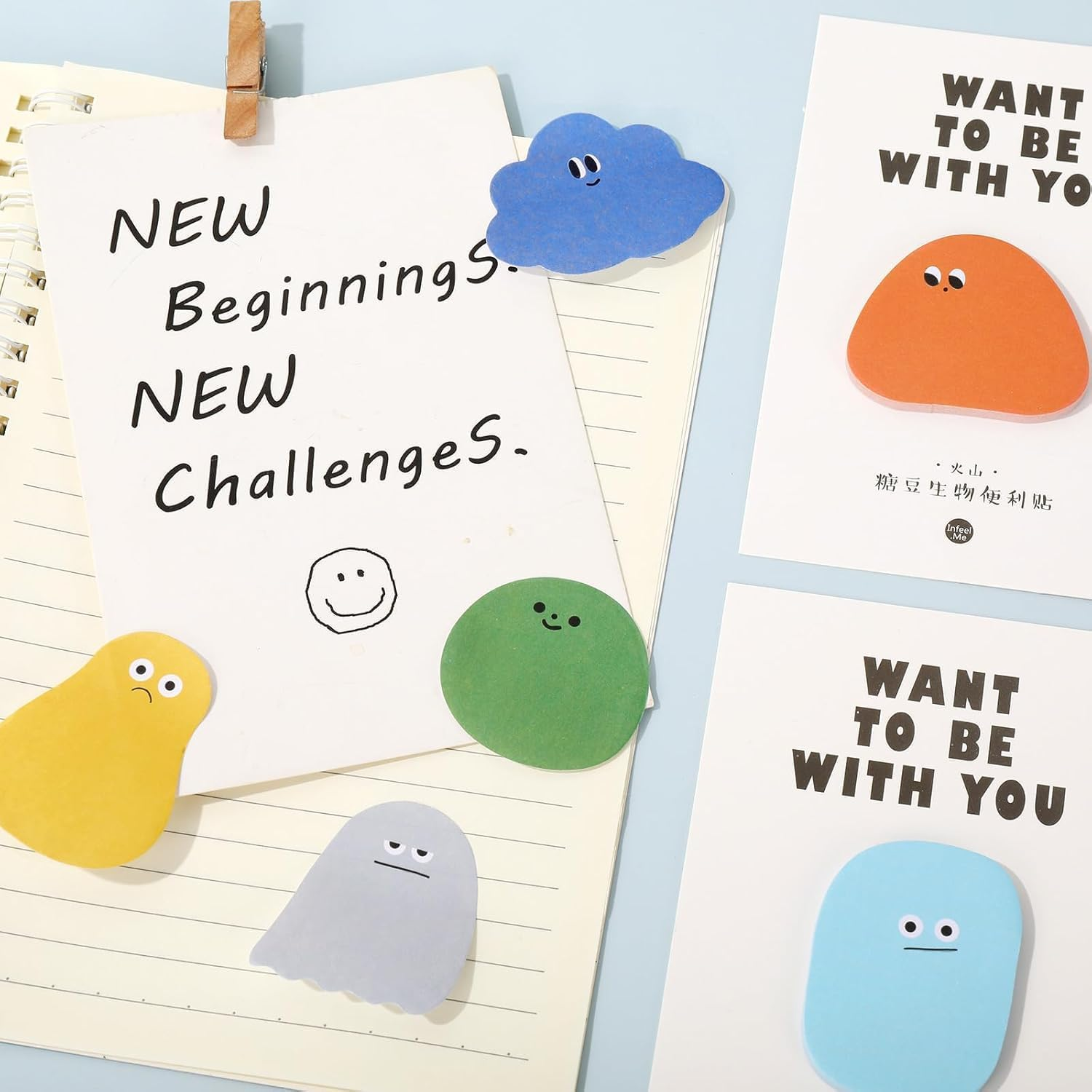 6 Packs180Pcs Cute Sticky Notes Cartoon Self Adhesive Memo Pads Memo Page Markers Self-Stick Markers Flags Writable Index Tabs Message Reminders image number 6