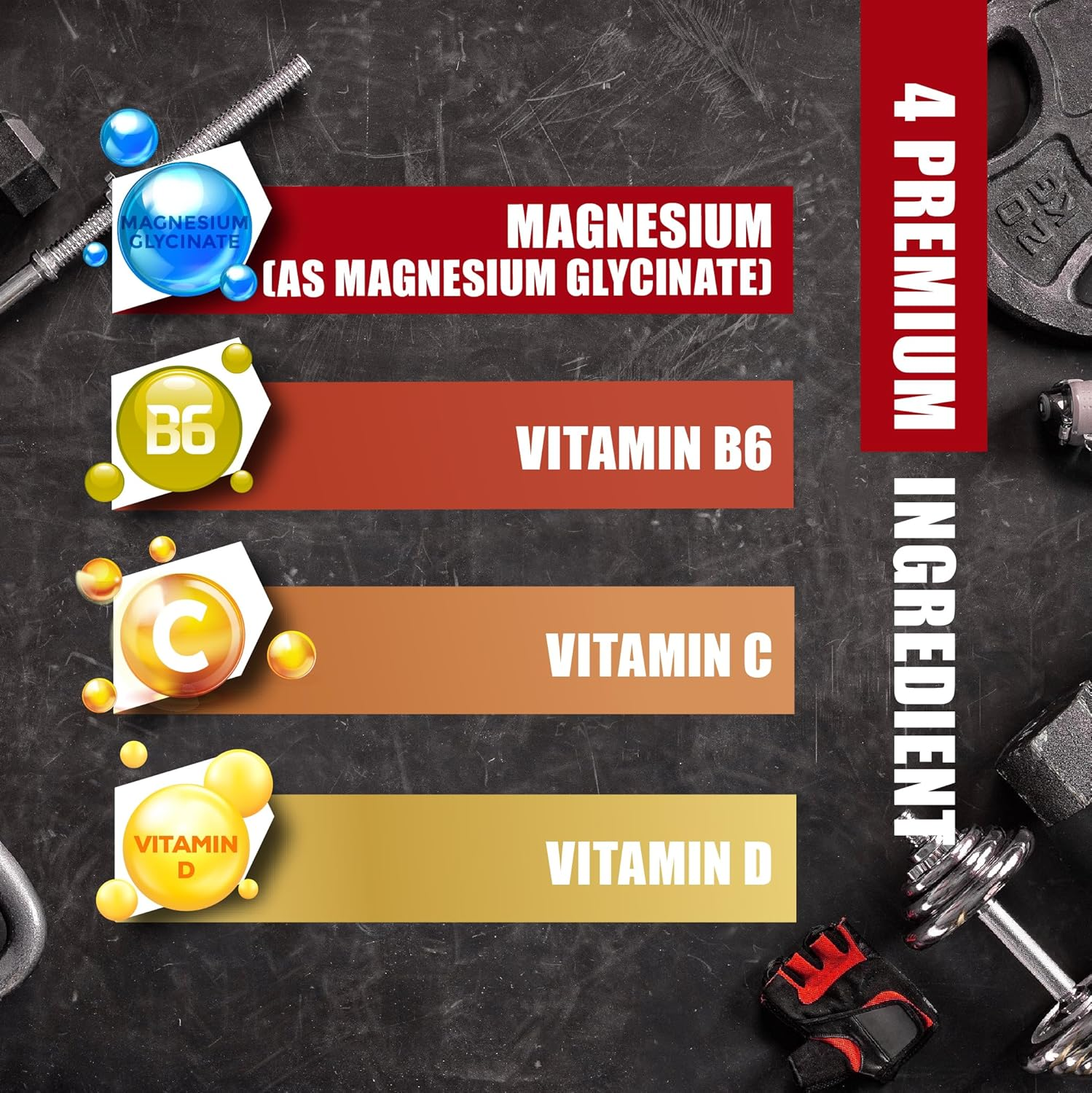 Magnesium Glycinate with Vitamin.B6, Vitamin C, Vitamin.D - 6 Months Supply - 180 Count image number 2