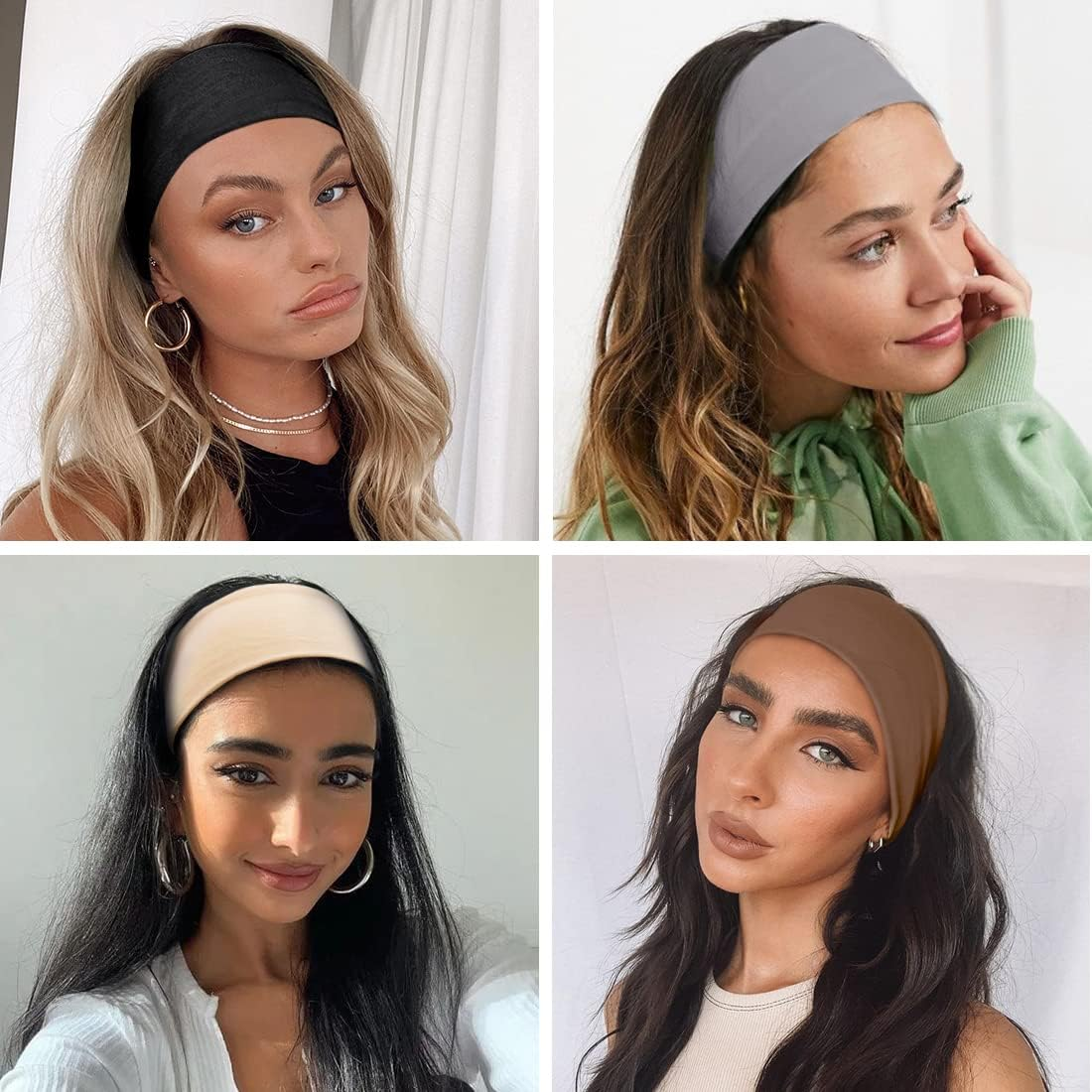 Huachi Headband Women Workout Yoga Exercise Headbands Sweat Wicking Non Slip Elastic Hair Bands Summer Hair Accessories - Headbands G image number 4