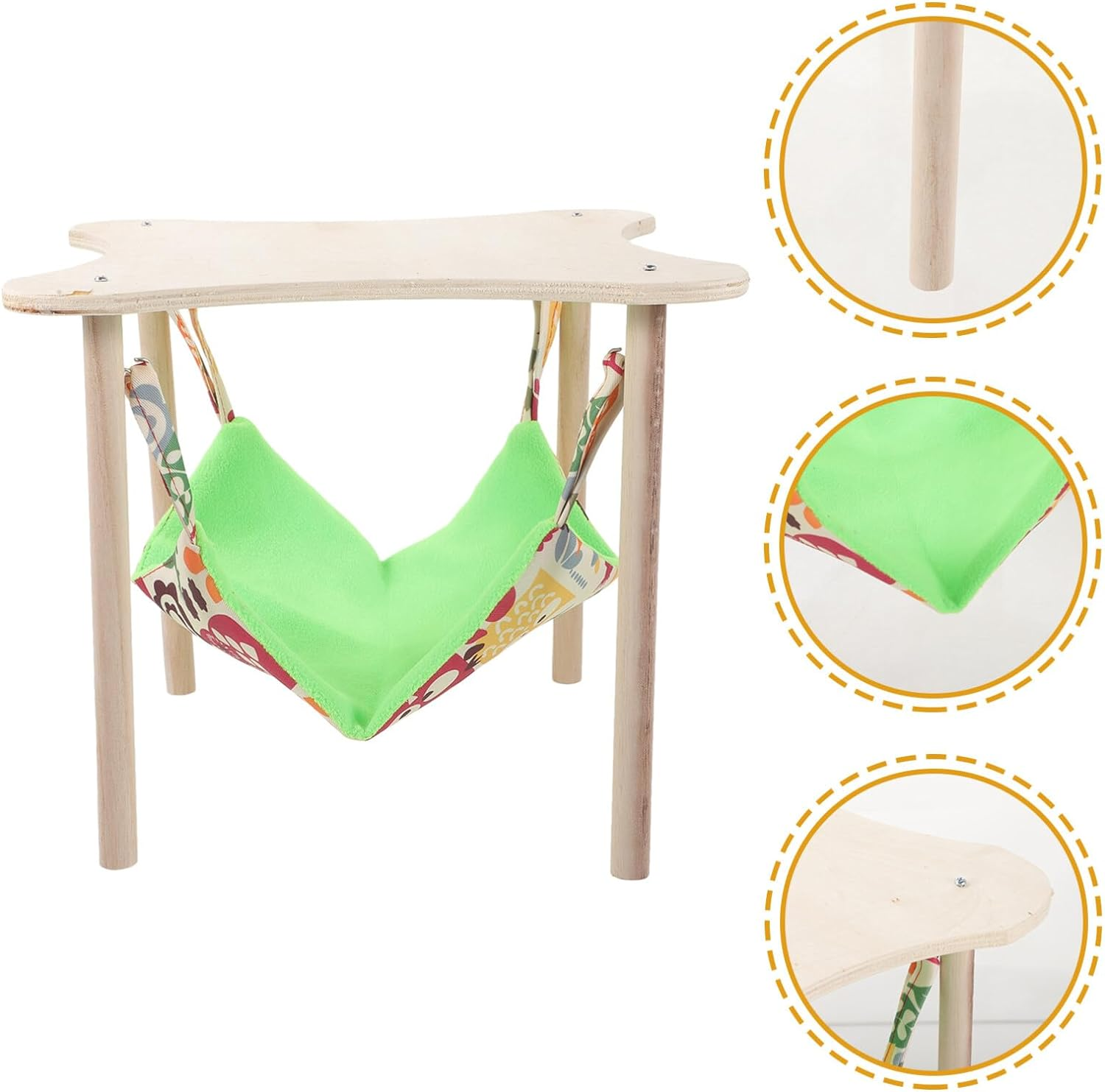 Ipetboom Guinea Pigs Hammock with Natural Wooden Stand and Platform Hanging Hammock Bed for Piggies Chinchilla Guinea Pigs Rat Hamster Bunny Ferrets Hiding Sleeping