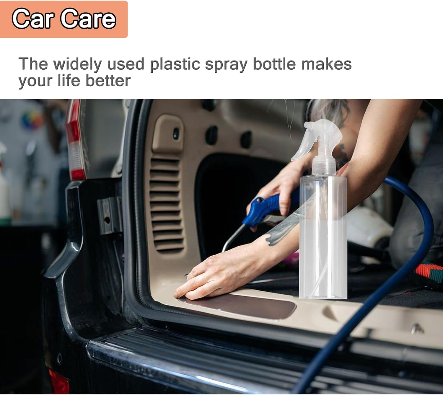 3 Pack Plastic Water Spray Bottle for Hair, 10 Oz/300Ml Empty Mister Spray Bottles for Cleaning, Cooking, Plant, Pet image number 6