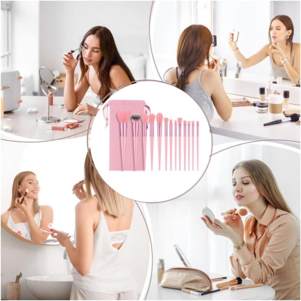 Makeup Brushes Set Professional - 26X Soft Synthetic Bristles Makeup Brush Kit - Face Brush Set Diversity Makeup Brushes for Beginners Professional Face Cheek Eye(Blue,Pink) image number 4