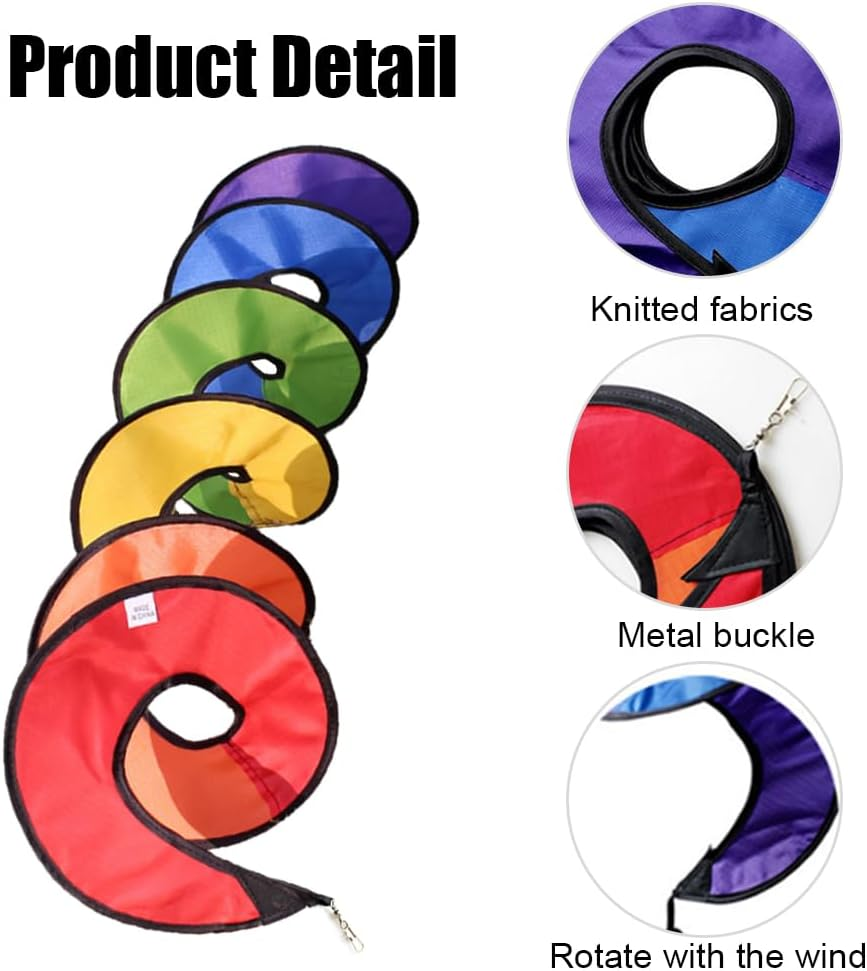 Wind Chime Spiral Rainbow, Garden Wind Chimes for Outdoor Hanging, Colourful, Wind Spiral Twister, Spiral Windmill Outdoor, Wind Spinner Garden Windmills Wind Chimes for Yard, Camping, image number 6