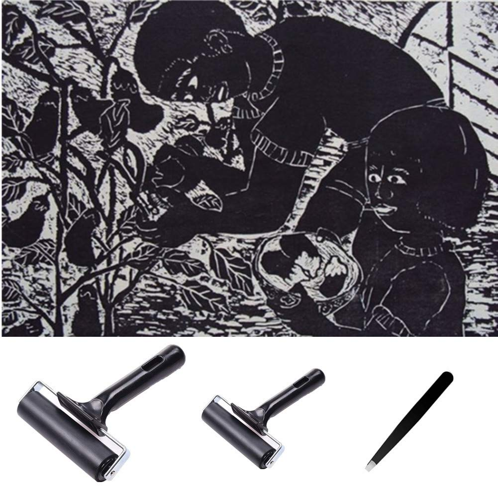 3 Pack Soft Rubber Brayer, Rubber Glue Roller for Printmaking Ink Paint Block Stamping Gluing Wallpaper and Arts & Crafts(2.4 Inch and 4 Inch) image number 5