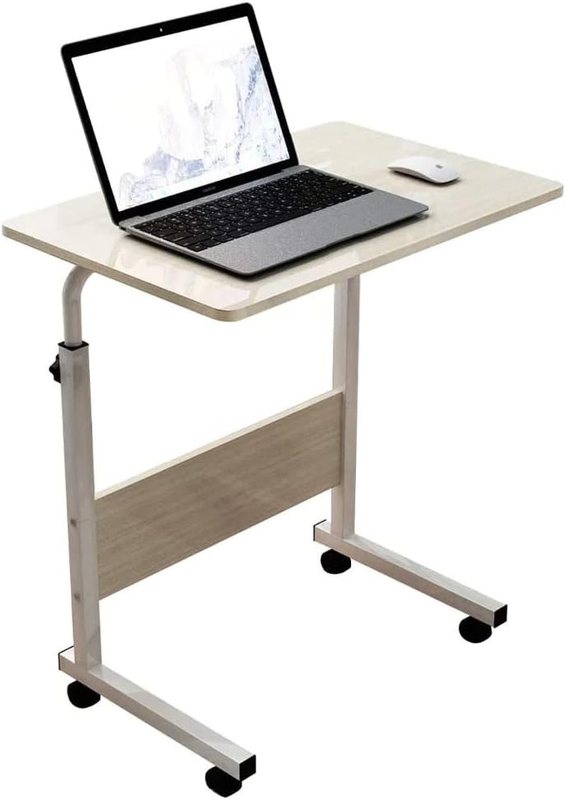 EZONEDEAL Laptop Table, Standing Desk Desktop Computer Desk Standing Study Desk Bed Side Table Home Office Travel Studio Furniture, Portable Wooden 360&deg; Rotating Lockable Caster Wheels Oak image number 5