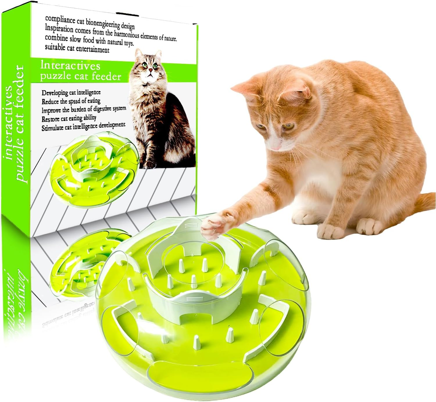 Gdsanlian-Interactive Cat Toy Puzzle Box - Cat Puzzle Feeder - Cat Slow Feeding Treatment Dispenser - Cat Puzzle Box - Puzzle Maze Toy - Indoor Rich Cat Toys（Pink）