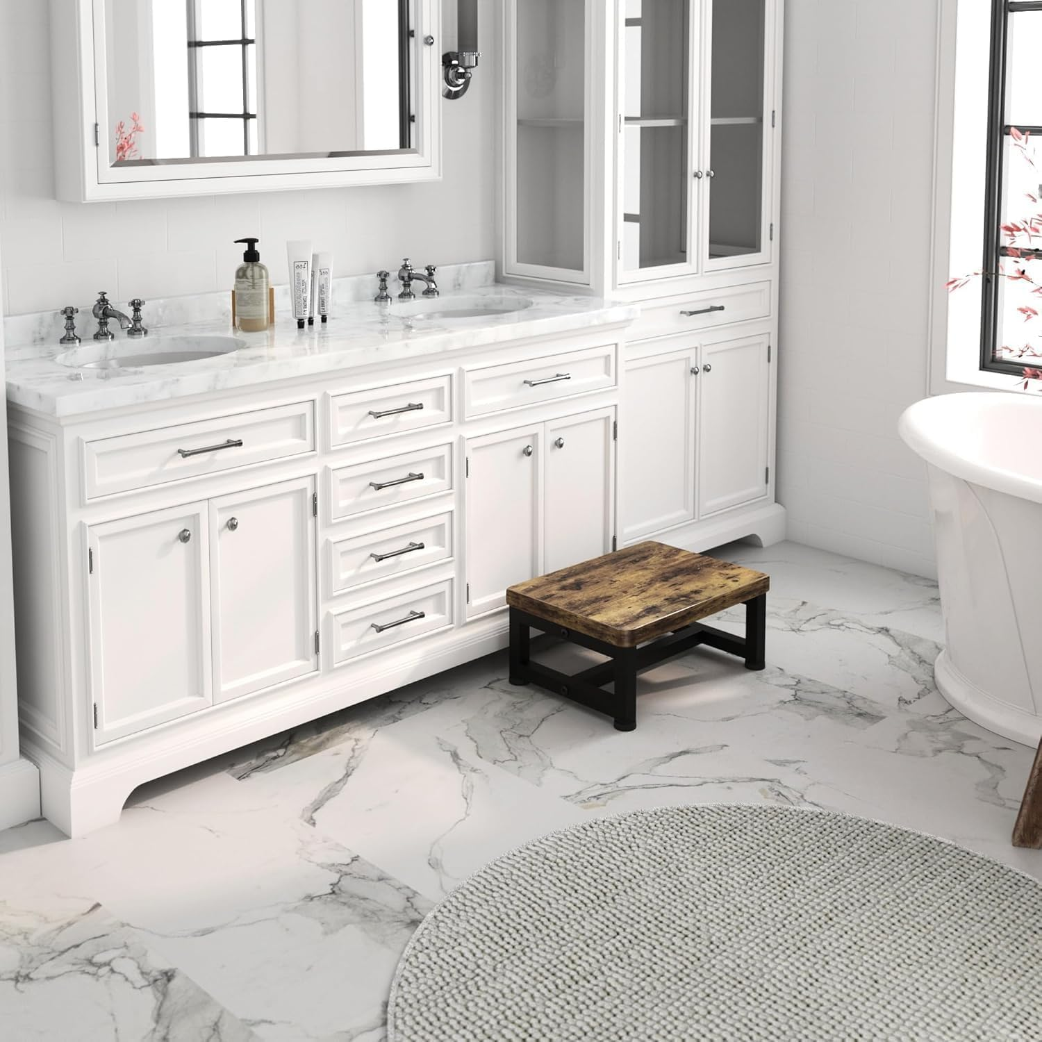 Wooden Foot One Step Stool Adult Elderly Senior Kid Toddler High Bedside Kitchen Bathroom Dorm Small Portable Chair Outdoor Modern Wide Bench Little Toilet Bathtub Metal Stair Helper Heavy Duty 6 Inch image number 6