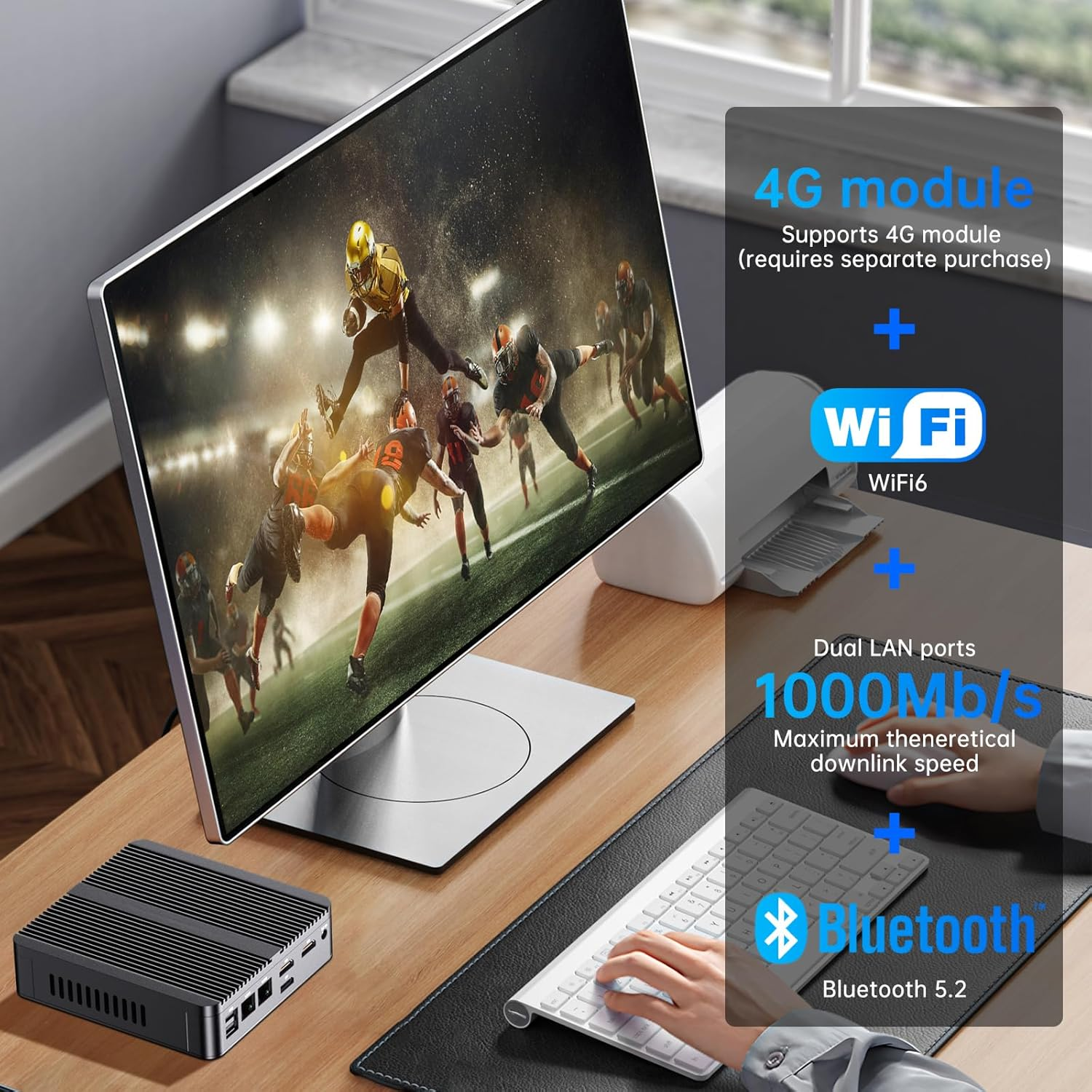 Industrial Mini PC, Fanless Computer 13Th Twin Lake-N150 (Up to 3.6Ghz, Upgraded N100), 16G DDR4, 256G NVME SSD, Win-11 Pro(Tpm2.0), COM RS232, Dual LAN, 4K@60Hz 2Xhdmi/Dp, Wifi6, BT5.2 image number 4