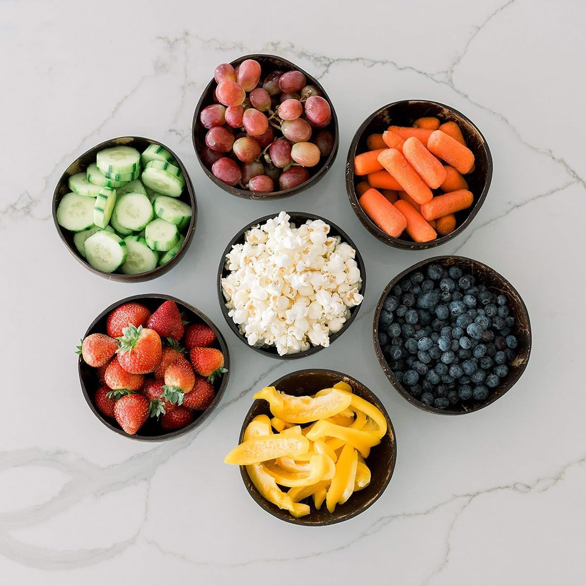 AIMALL 2PCS Natural Coconut Shell Bowls, Handcrafted Tableware for Rice, Desserts, Fruits, and Salads image number 6