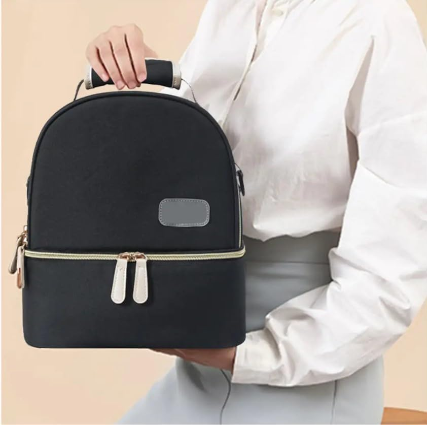 20L Insulated Double Layer Multifunction Cooler Bag Breast Milk Feeding Bottle Storage Lunch Bag Morden Design Leak Proof Water Resistant Picnic Travel Work School Storage Box Camping Black image number 4