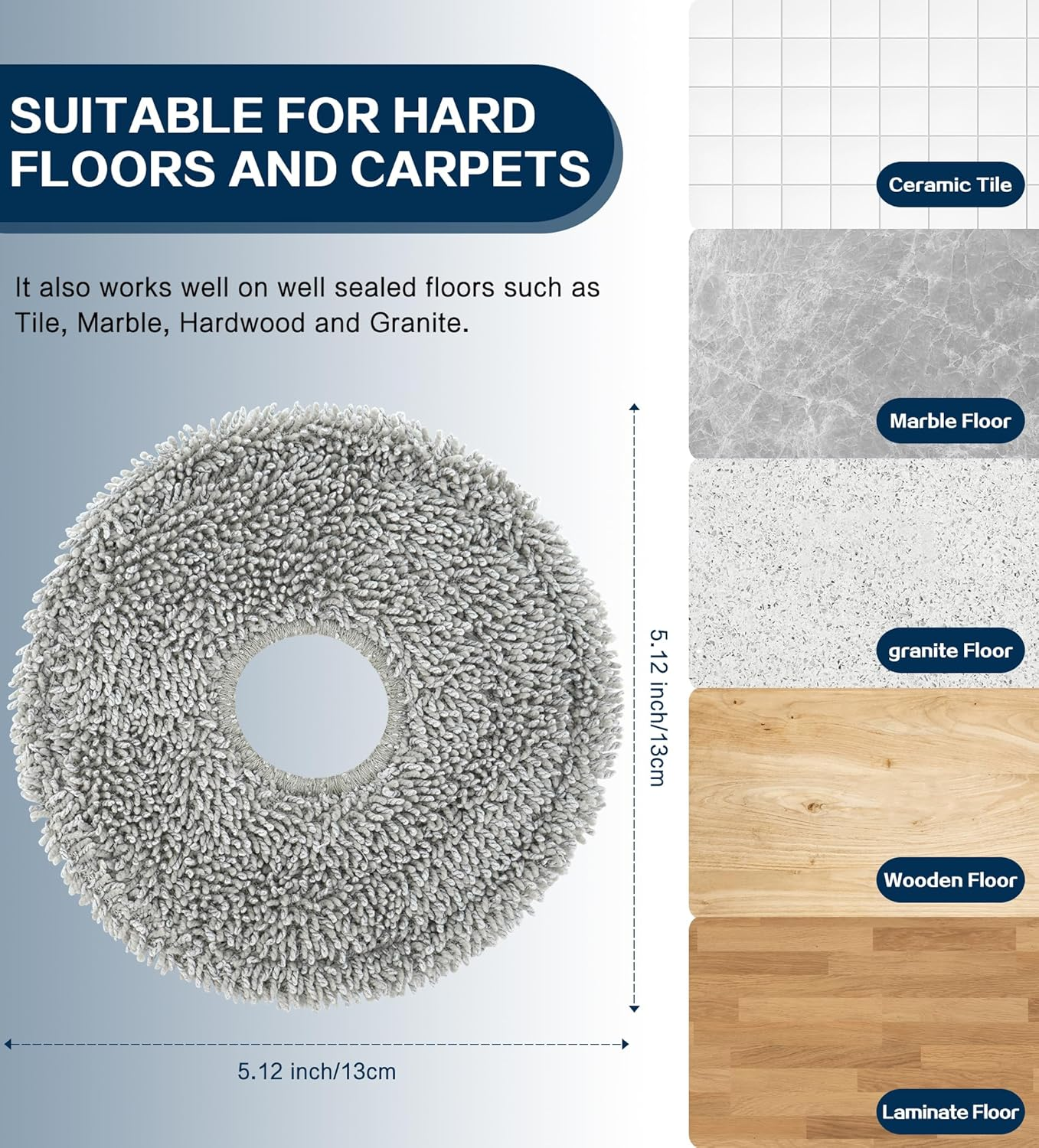 YBVABE Mopping Cloths for Dreame L20 Ultra /X30 Ultra / X40 Ultra/ L10S Pro Ultra /L10S Ultra/Roborock Q Revo/Q Revo Maxv/Q Revo Pro/Xiaomi X10+ Vacuum Cleaner Robots Replacement Microfiber Mop Parts image number 5