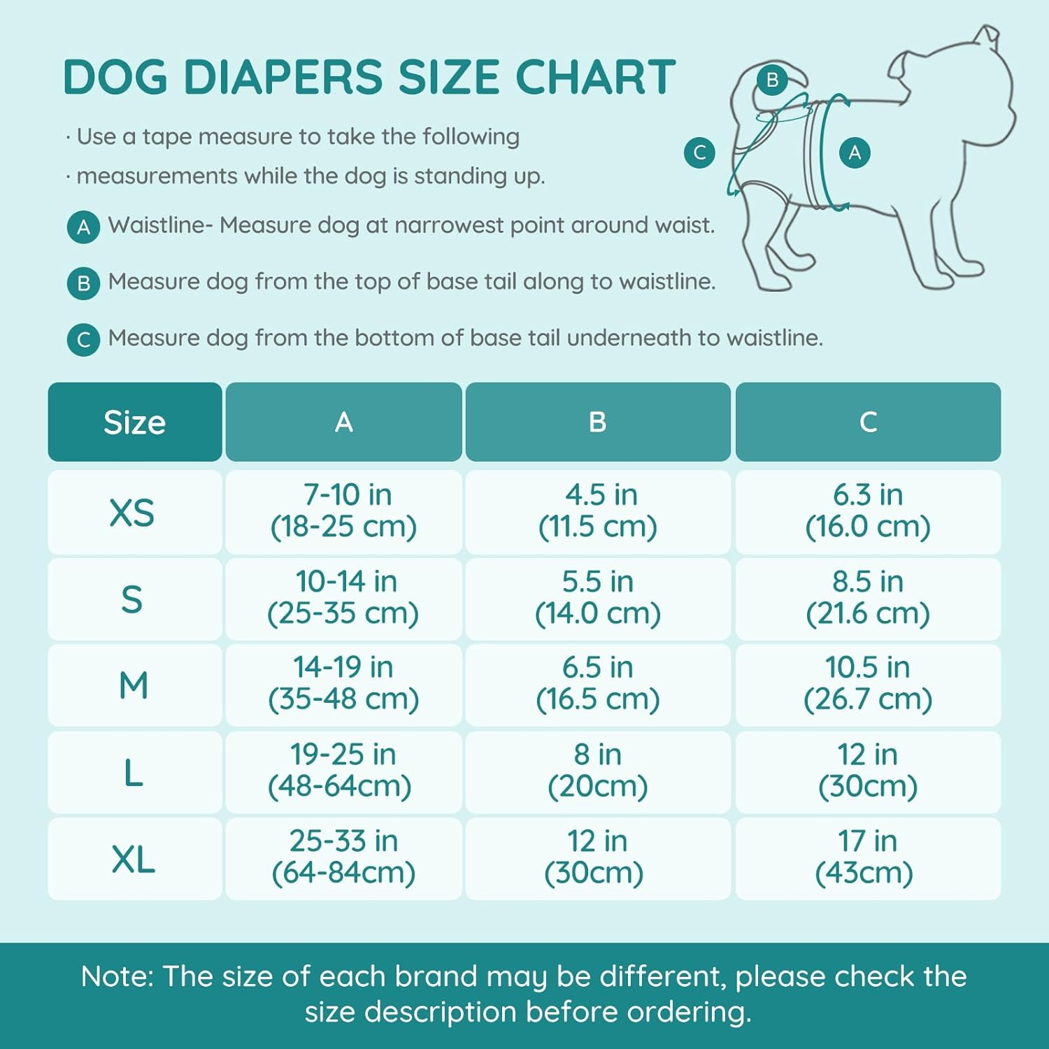 BELLA & PAL Washable Dog Diapers Female, 3 Pack Highly Absorbent Dog Diapers for Small Dogs, Leak-Proof Puppy Diapers for Female Dog in Heat, Period (XS (7-10" Waist), Pink& Purple& Green) image number 6