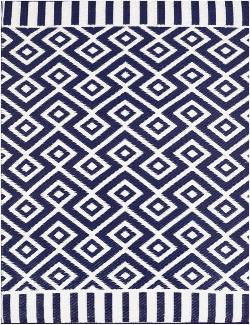 Rug Club A002 Reversible Outdoor Chatai Rug, 150 Cm X 240 Cm Size, Navy/White