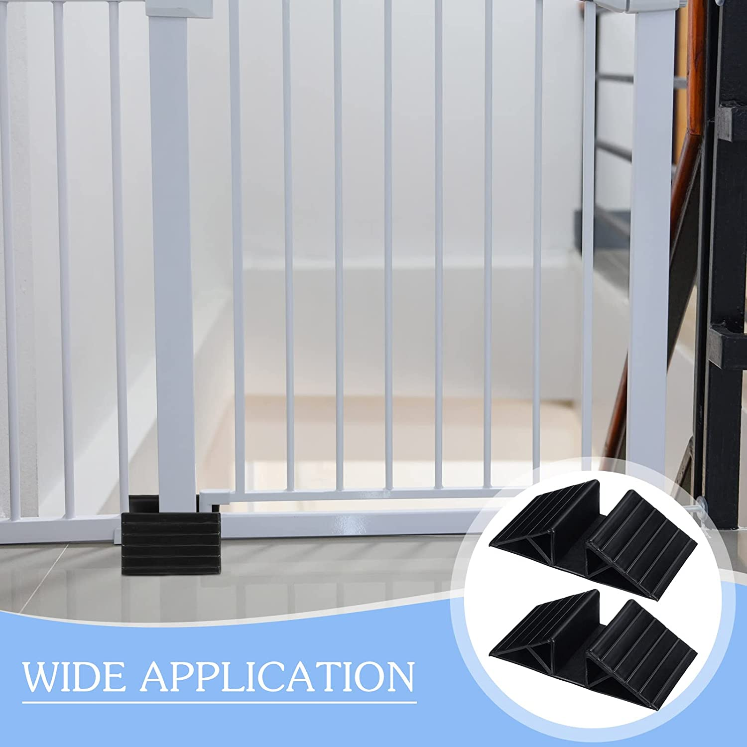 Geelin 4 Pcs Pet Gate Support Feet Freestanding Dog Gates Stabilizer Feet Plastic Triangle Reinforcement Fitting Dog Panel for Configurable Isolation Fence Free Standing Pet Gate Fence, Black image number 4