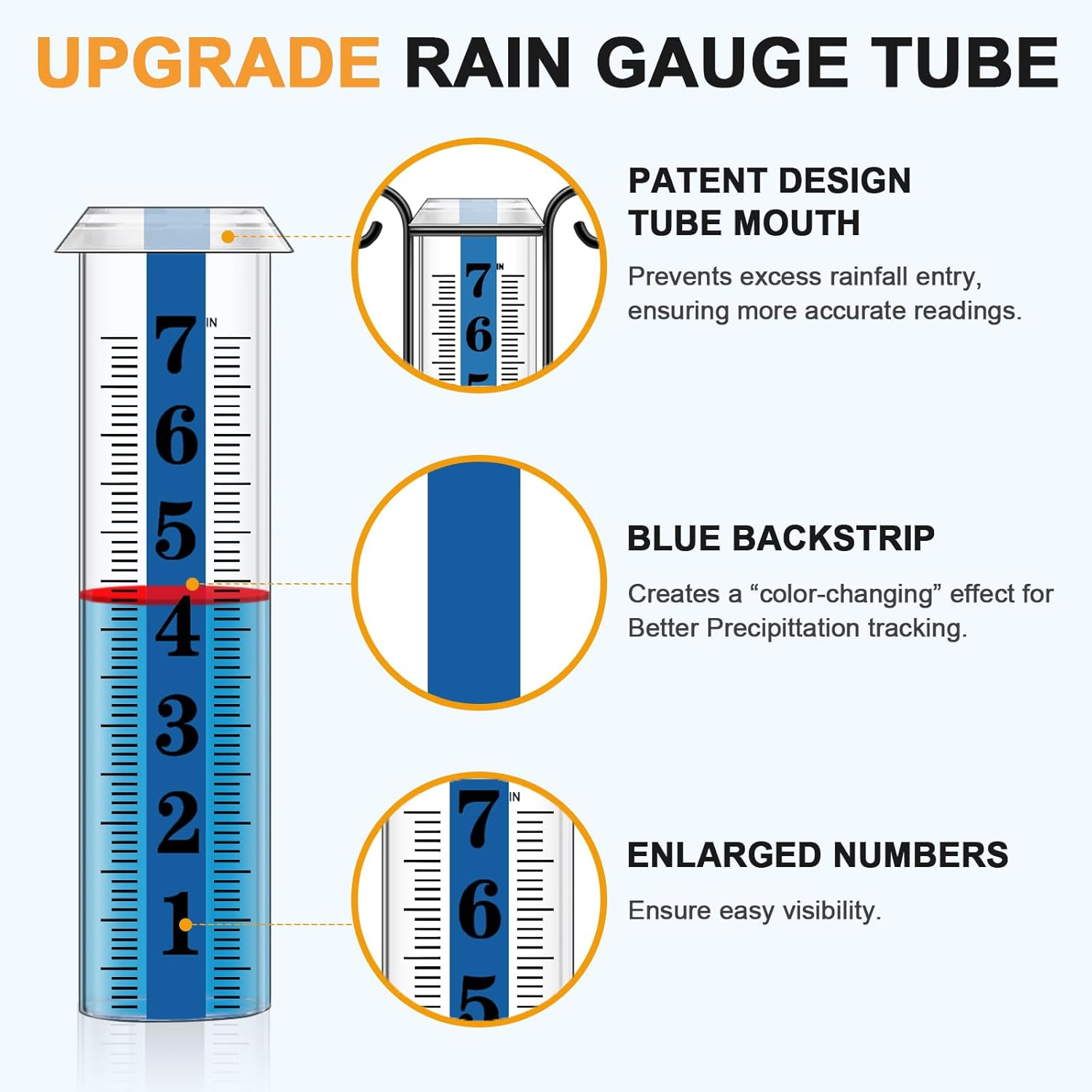 Jmbay Rain Gauge Outdoor with Thermometer, Rain Gauges Outdoors Best Rated, Large Font Rain Measure Gauge for Yard, Rain Water Meter with Thickened Plastic Tube and Duralbe Metal Stake for Patio,Lawn image number 3