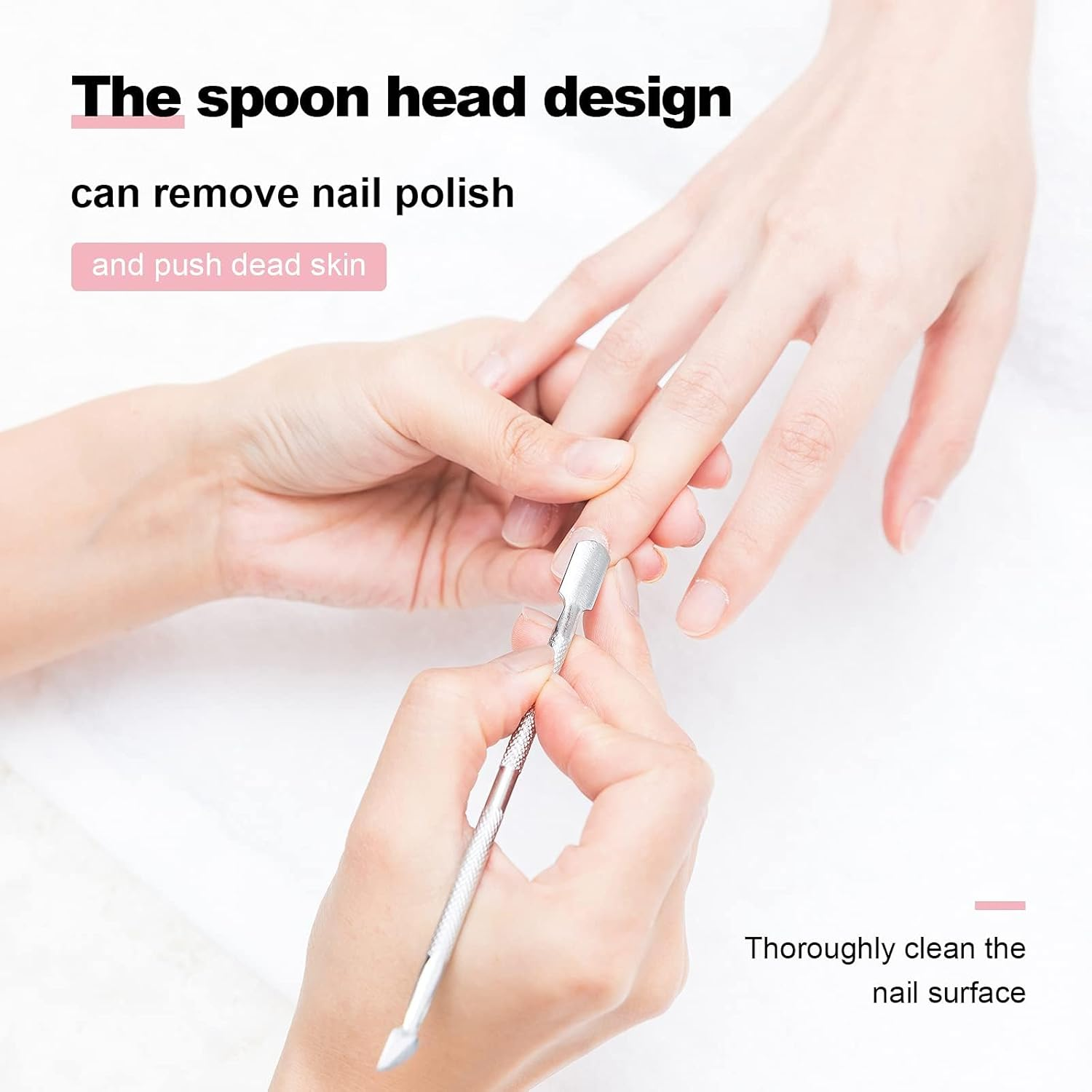 10 Pieces Stainless Steel Cuticle Pusher Cutter Professional Double Ended Metal Manicure Pedicure Tool Pusher for Fingernails, Toenails image number 4