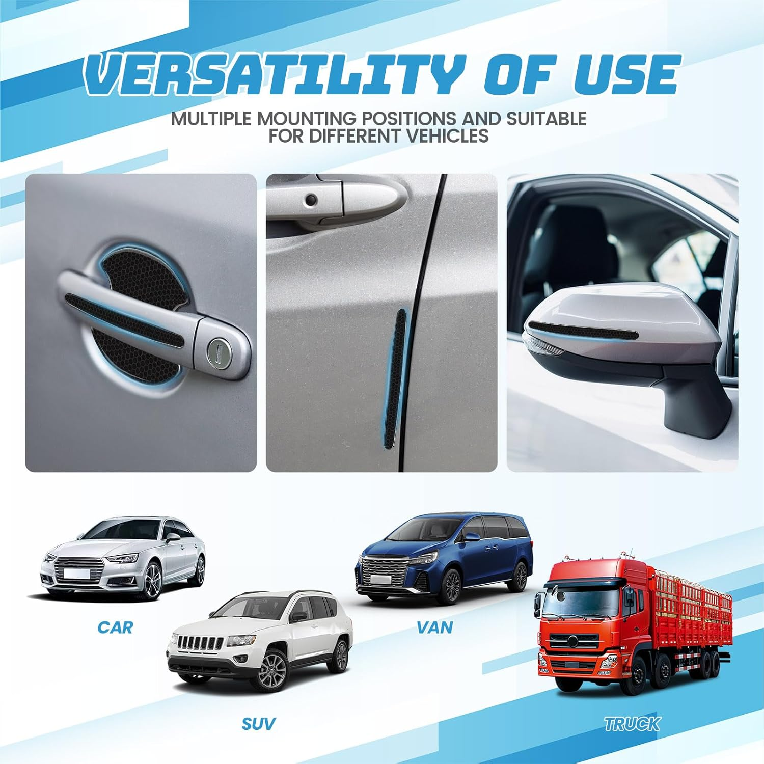 8PCS Car Door Handle Protector, Reflective Prism Anti-Scratches Door Handle Bowl Guard Stickers, Universal Auto Exterior Accessories for Most Car Handles image number 4