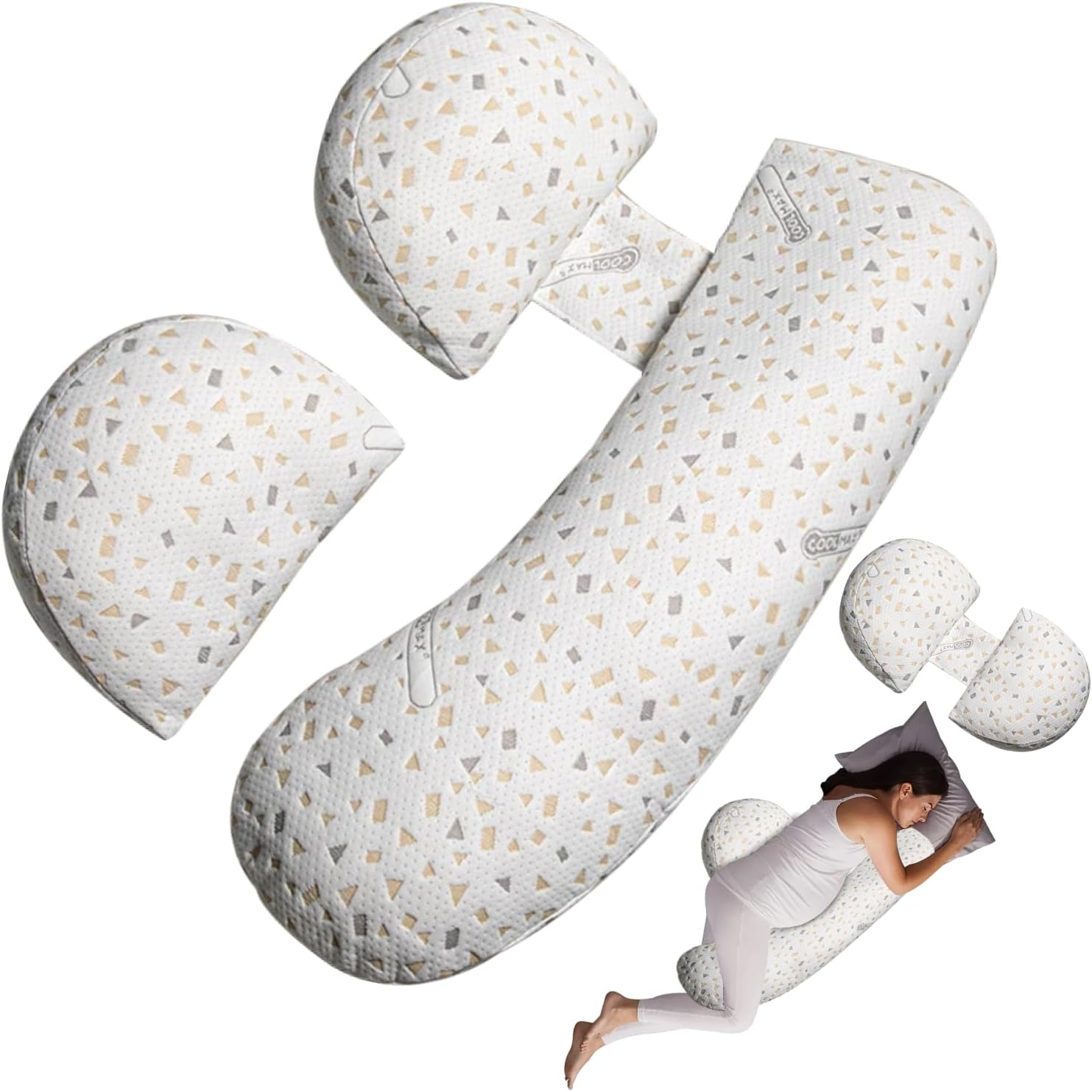 Pregnancy Pillow, Maternity Pillow Support for Sleeping Pregnancy Pillow for HIPS, Backs, Legs, Maternity Pillow with Detachable and Adjustable Pillow Cover, Large