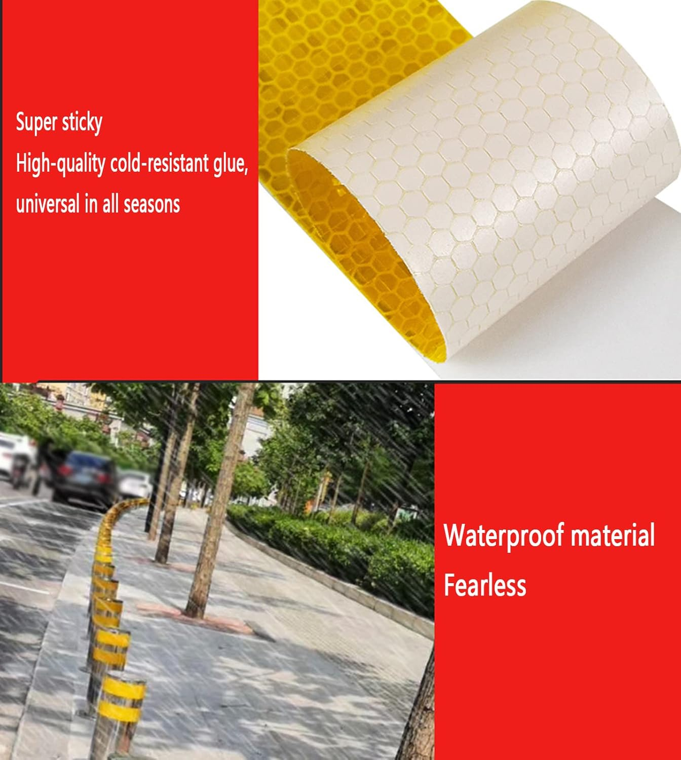 Reflective Tape Reflective Tape Warnig Tape Self-Adhesive High Intensity Reflective Sticker(Red) image number 5