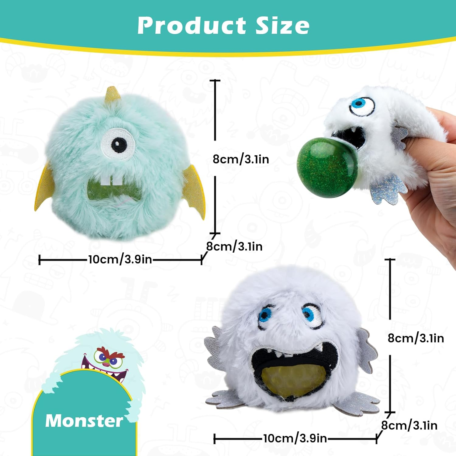 Plush Stress Ball, Squishy Fidget Toys for Kids Adults, Cute Stuff Sensory Toys for Stress Relief, Calming, Focus, Autism and ADHD image number 5