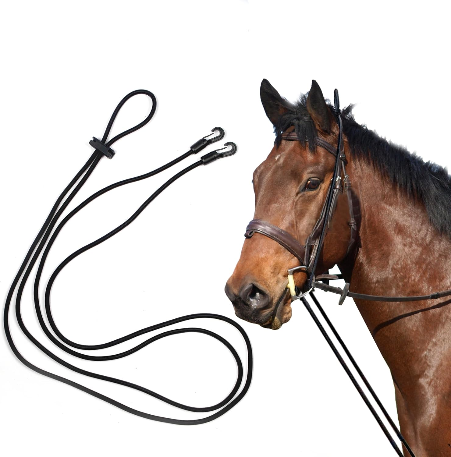 Extra Long 13Ft Horse Rein Elastic Neck Stretcher Adjustable Rope Bungees for Horse Training Aid Alternative to Side Reins 4 Meters