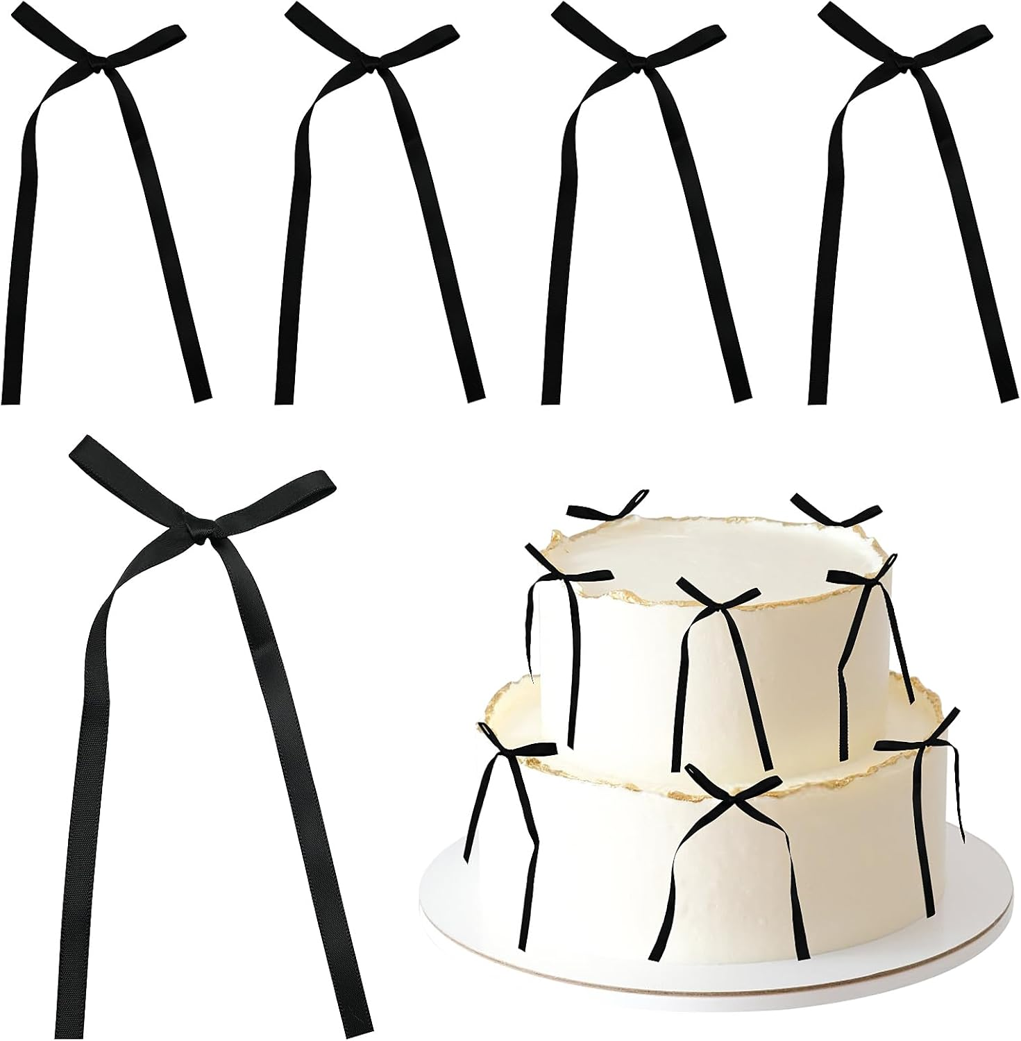 10PCS Light Pink Bow Cake Topper Bowknot Ribbons Bow Cake Dessert Picks Pink Cake Decorations for Baby Shower Kids Birthday Wedding Party Anniversary