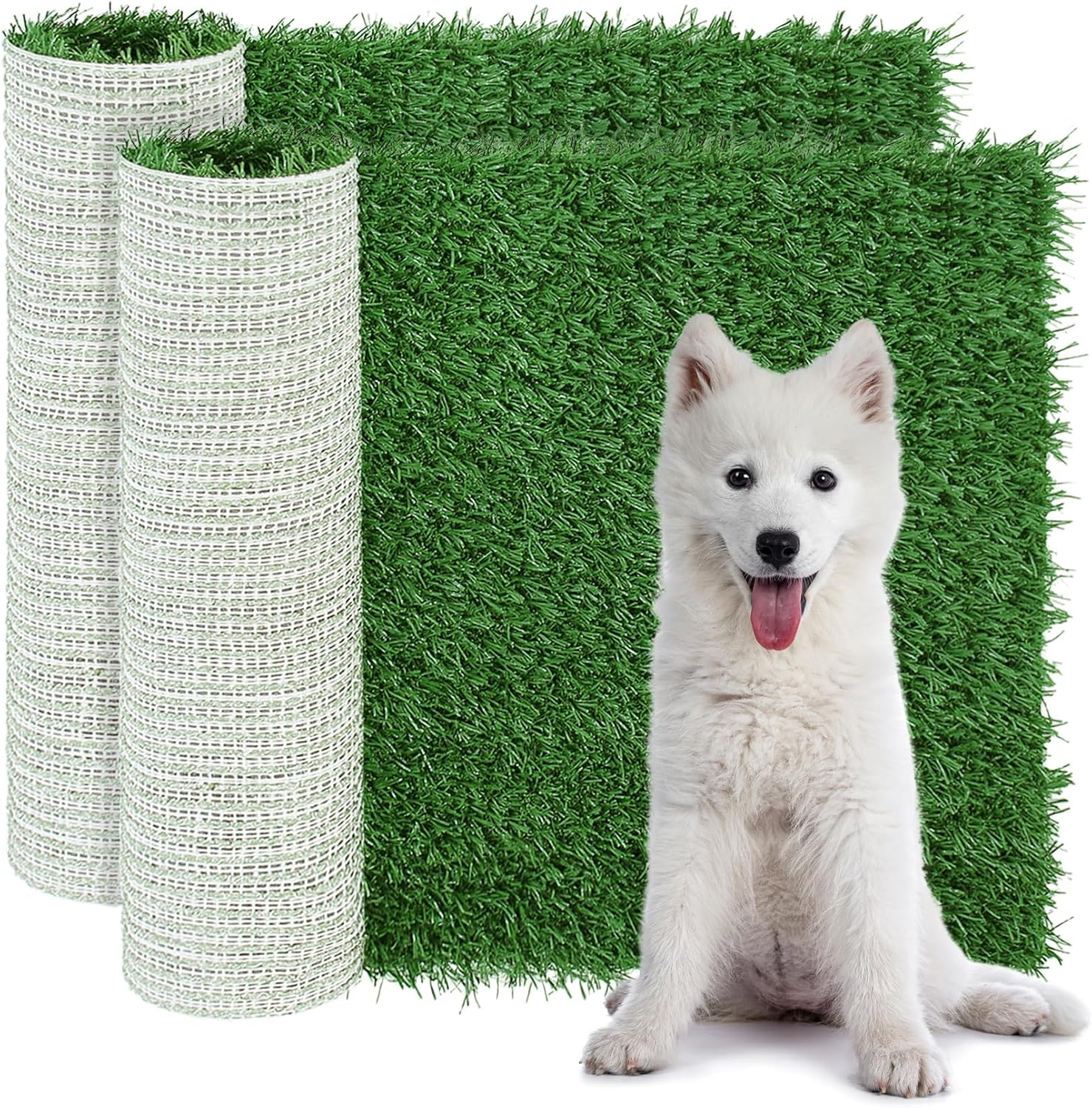 GLOBREEN Artificial Dog Grass Pee Pads 28" X 18", Large Puppy Training Turf for Potty Tray, Reusable Pet Fake Grass with Drainage, 2 Packs image number 6