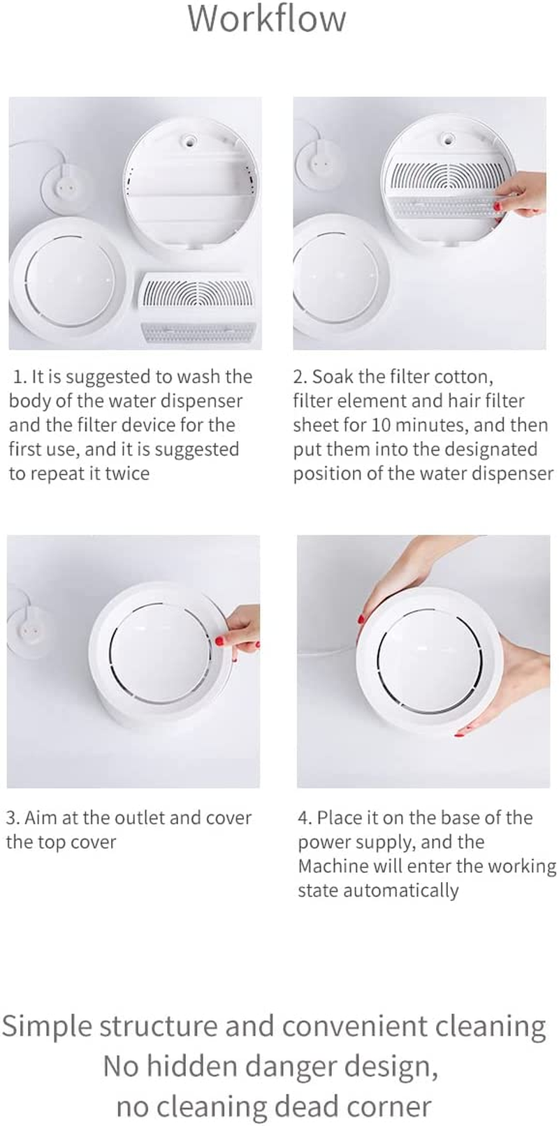 Petree Cat Water Fountain, Pet Water Fountain with USB, Dog Cat Water Fountain Dispenser, Drinking Fountains for Cats and Small Dogs, Anti-Dry Protection, Pink image number 5