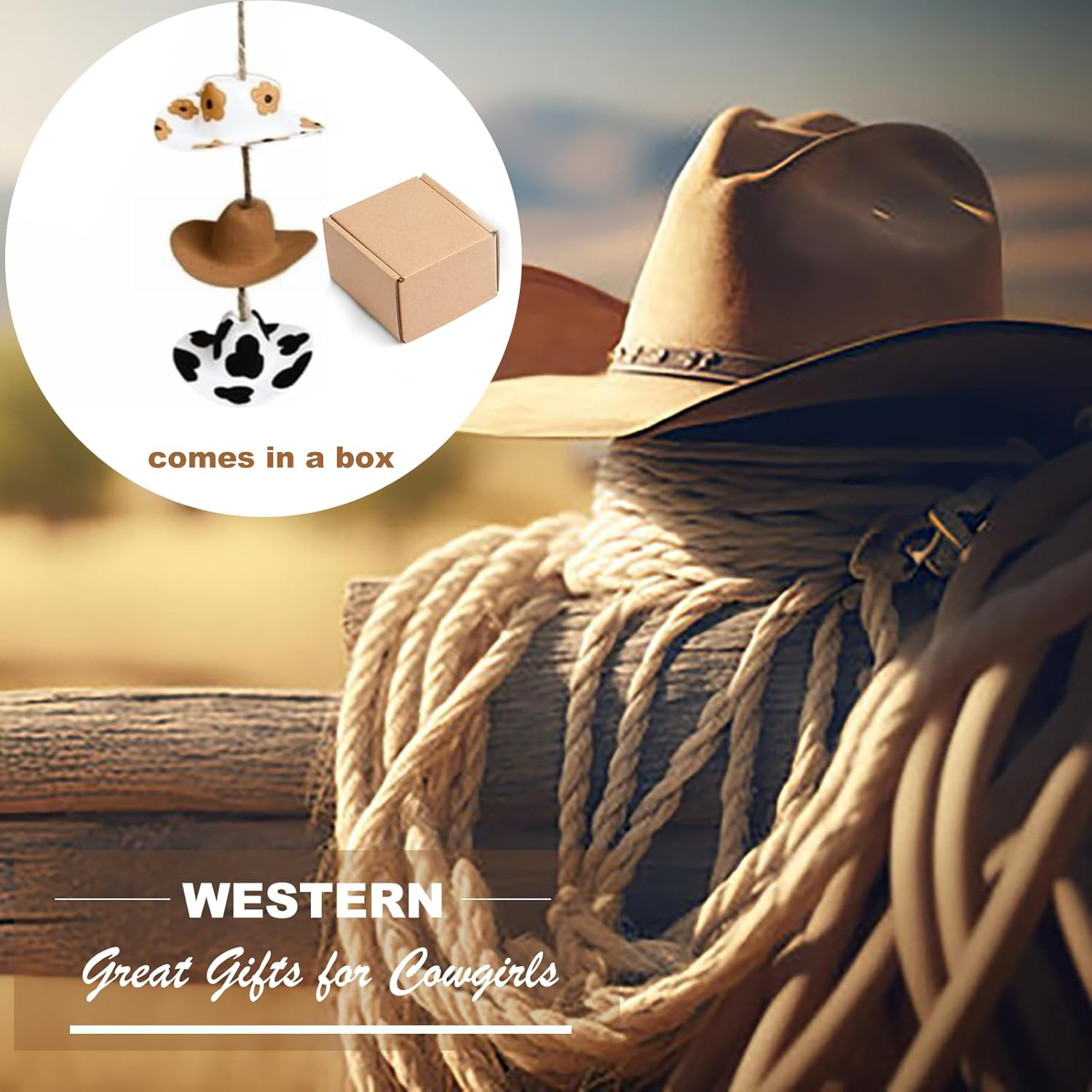 Cowboy Hat Car Charm,Country Rear View Mirror Hanging Accessories,Sunflower Cowgirl Hat Cow Print Car Decor,Cute Handmade Felt Mini Hat Ornament Pendent for Women Girls (Flower) image number 6