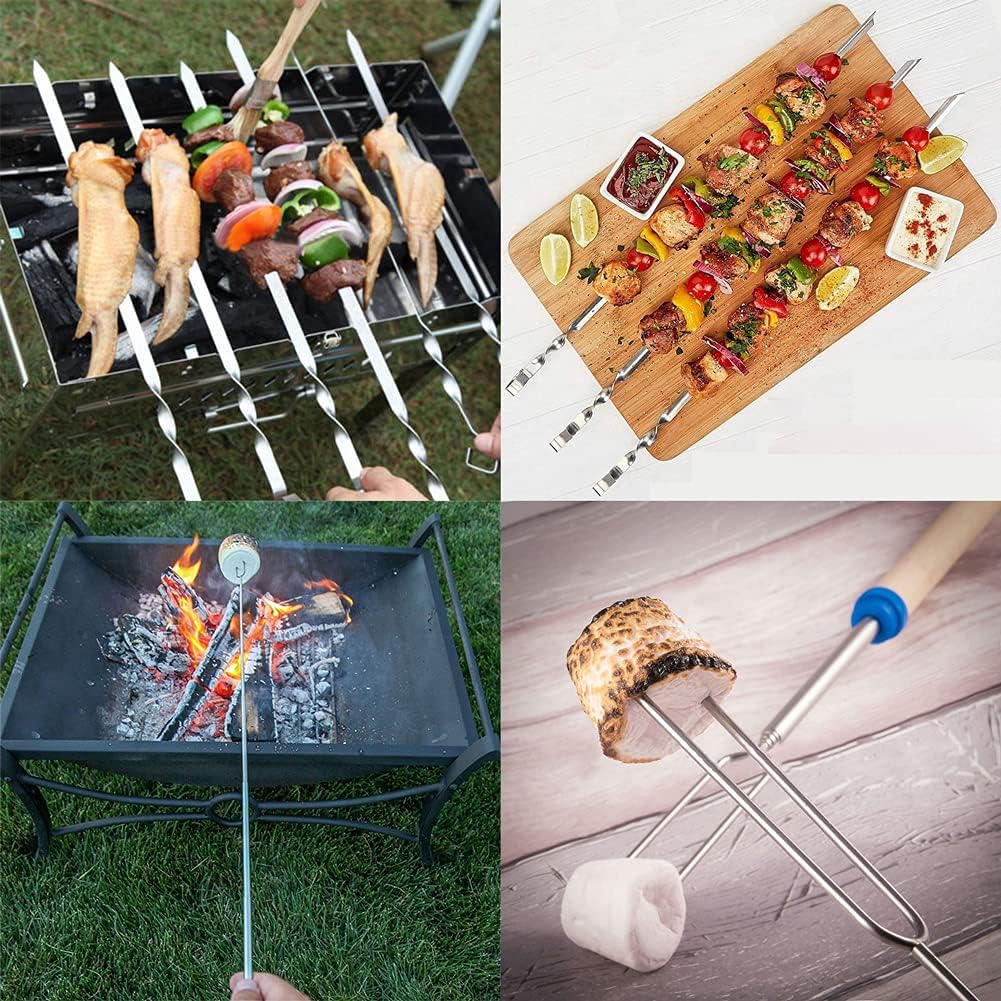 Marshmallow Roasting Sticks 4Pcs Extendable 32Inch Long Metal Barbecue Skewers for Grilling Set,Telescoping Smores BBQ Forks, Fire Pit Sticks for Hot Dogs,Camping,Bonfire image number 3