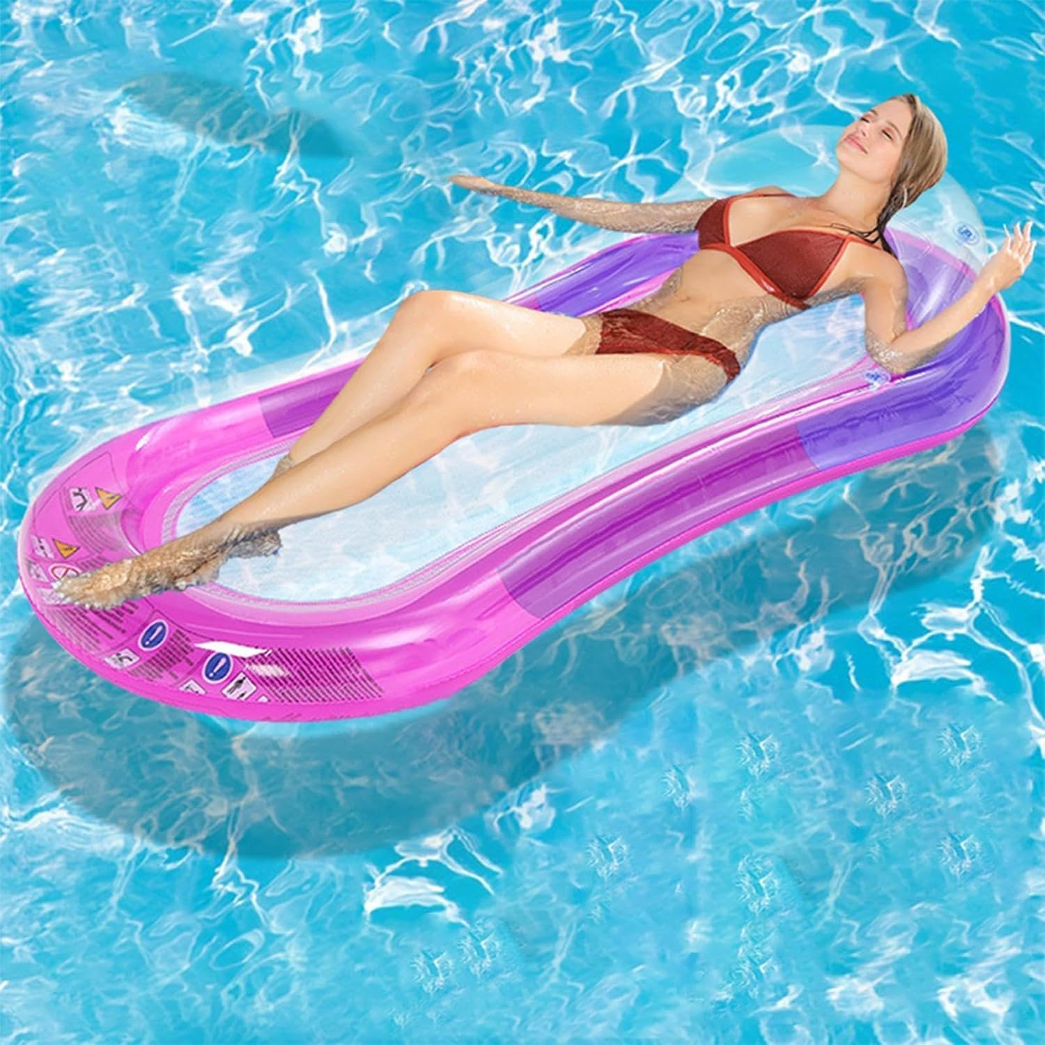 Inflatable Tanning Pool Lounger Float | Pool Raft Floatie Toys for Adults,Sun Tanning Floats with Headrest and Mesh Bottom, Pool Floating Lounge Bed for Swimming Pool Beach Lake - Green image number 2