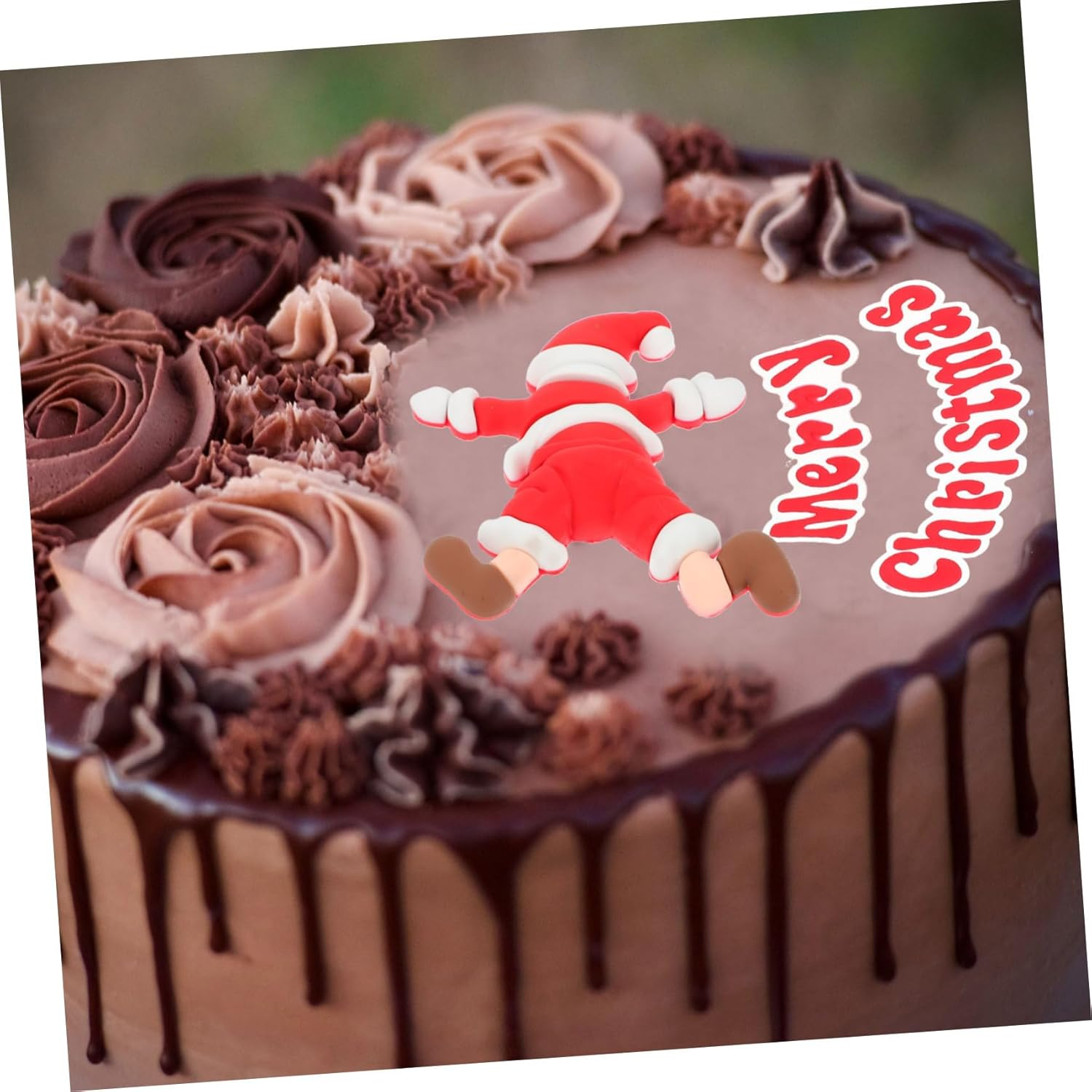 NOLITOY Christmas Cake Topper Xmas Theme Soft Sled Santa Cake Decoration Insert for Holiday Dessert Fondant Christmas Home Decor