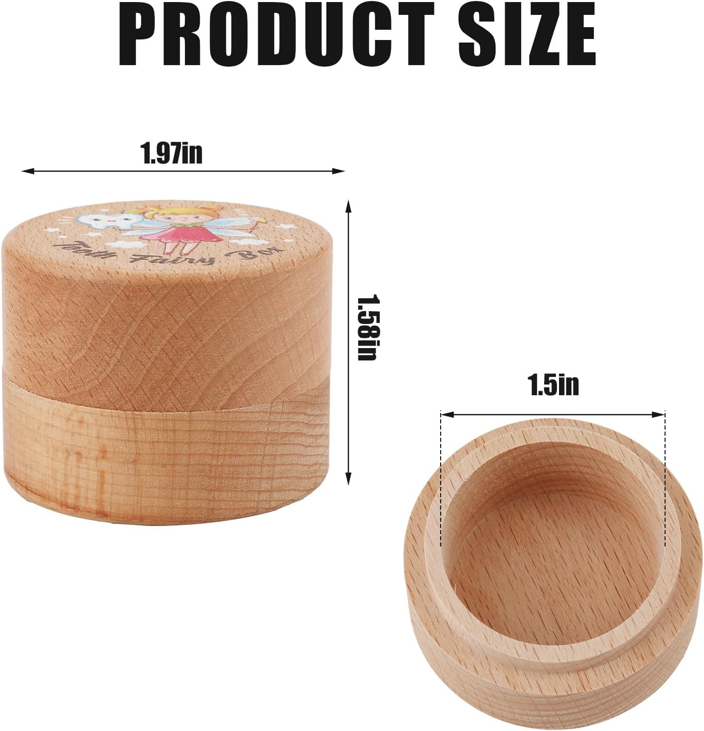Tooth Fairy Box, Wooden Tooth Holder Tooth Cute Tooth Keepsake Box Tooth Storage Box Baby Tooth Saver Container Box for Kids Boys and Girls(Style 3) image number 2
