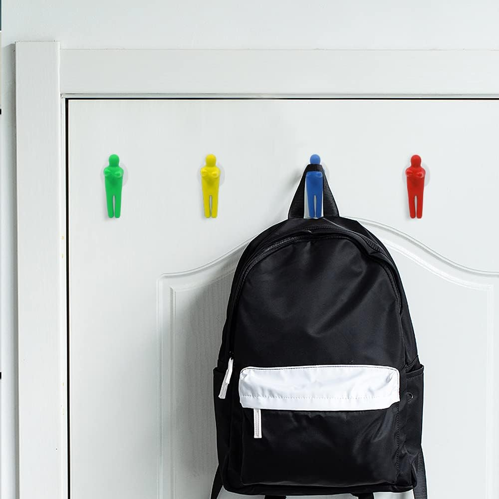 6 Pieces Toothbrush Holder with Suction Cup, Colorful People Toothbrush Holder, Suction Cup Hooks, Wall Mounted Colorful Toothbrush Holder for Shower Bathroom image number 3