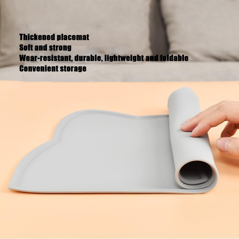 2 Pcs Cat Food Mat,Silicone Cat Feeding Mat,Pet Placemat Silicone Pet Food Mat for Floor,Waterproof Non Slip Pet Feeding Mat, Raised Edge Cat Bowl Mat to Stop Food Spills,Easy Clean,Cat Pattern image number 4