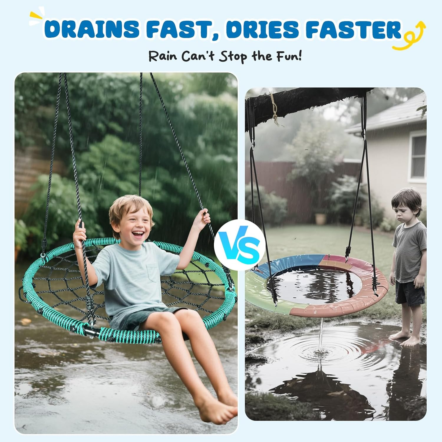 Trekassy 750Lbs Spider Web Saucer Tree Swing 40 Inch for Kids Adults, Outdoor Net Swing with Steel Frame and 2 Hanging Straps-Green image number 6