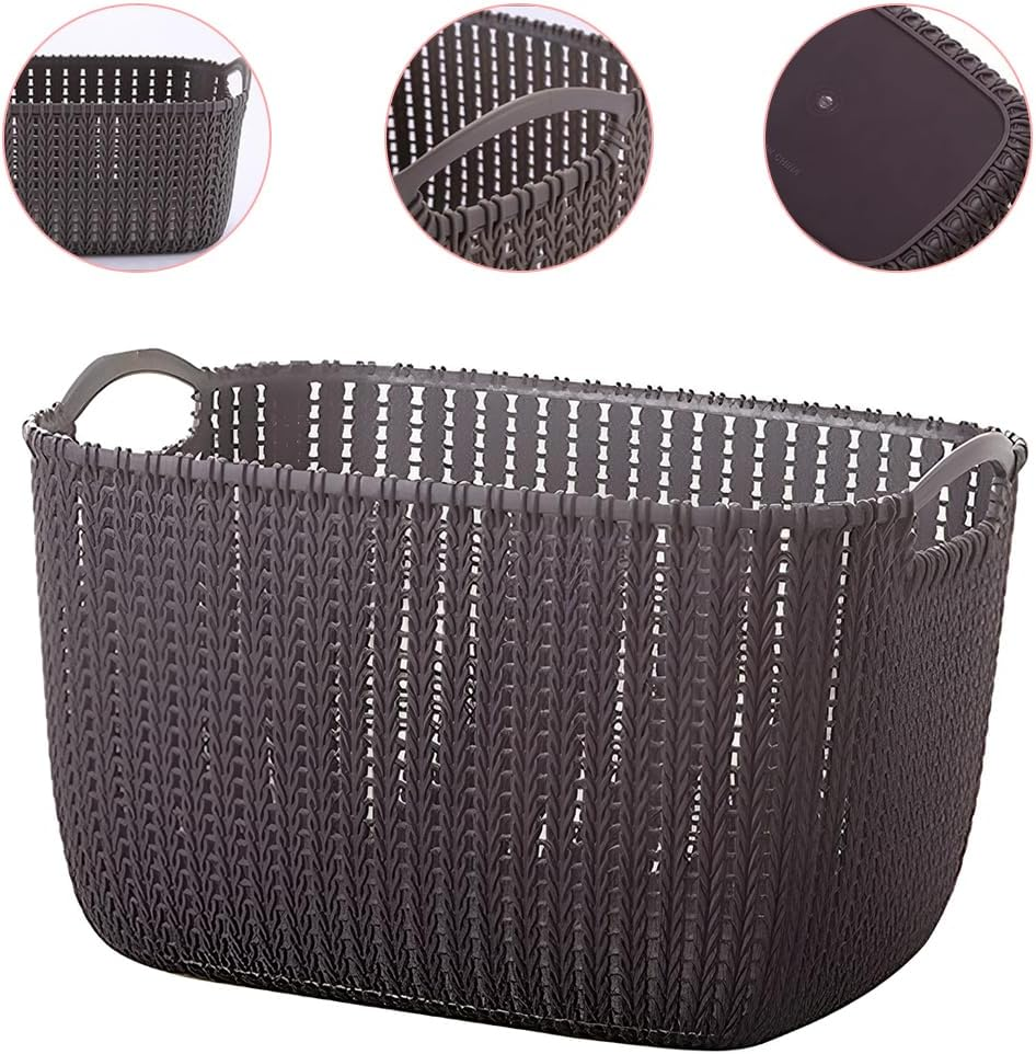 3 Pcs Clothes Hamper with Cut-Out Handles, Decorative Storage Basket, Large Woven Baskets, Suitable for Laundry Room Bedroom Bathroom (28 * 21 * 16.5 CM) image number 1