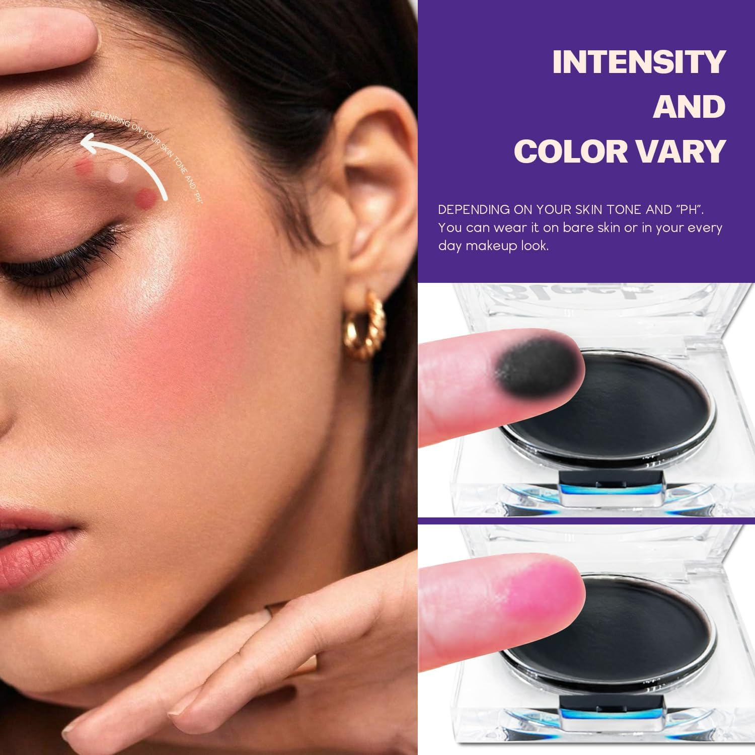 VANERIA Color Changing Blusher for Cheek,Ph Temperature Changing,Pink Cream Blusher Magic,Blush Makeup.5G/0.18Oz image number 6