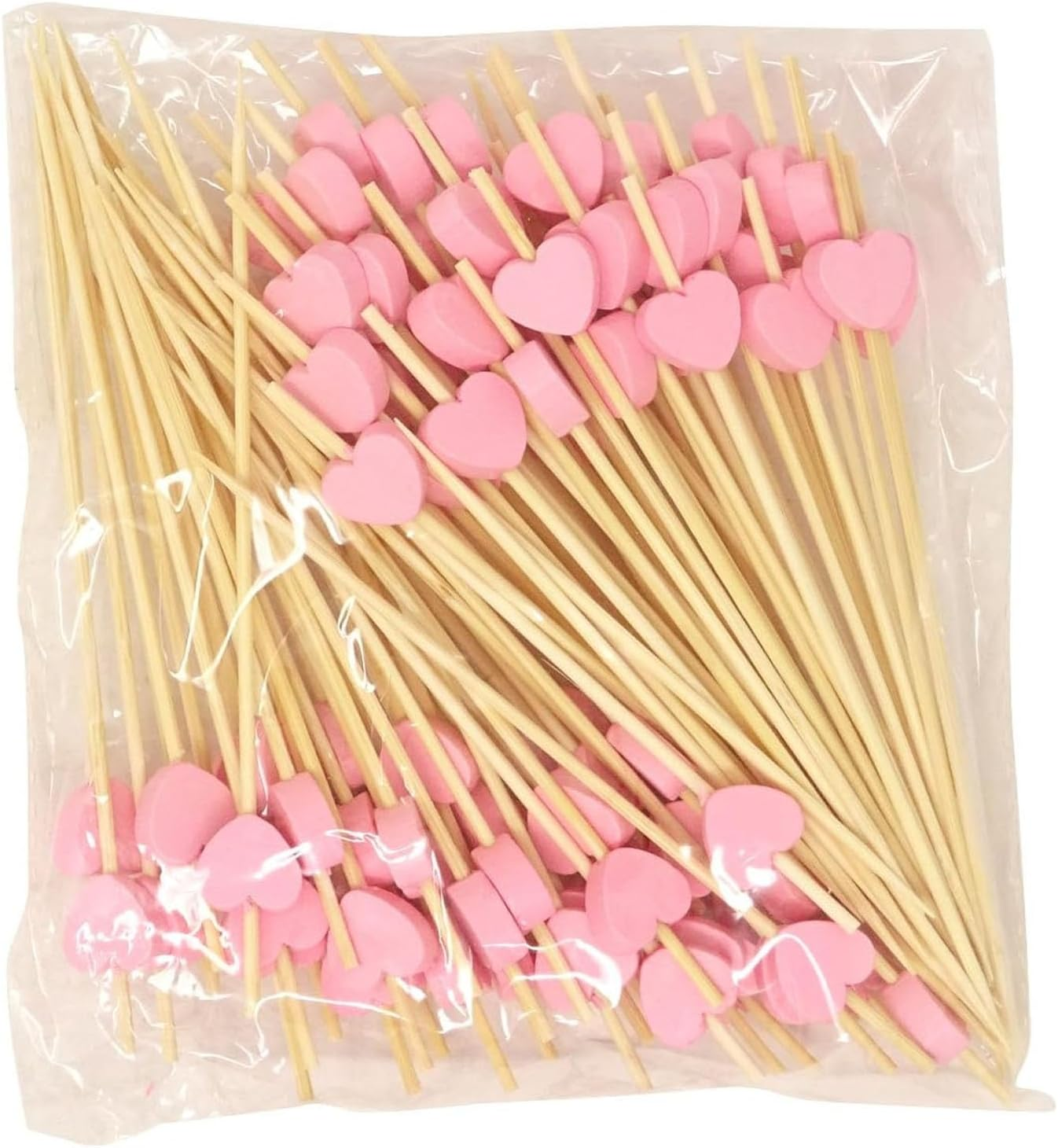 200Pcs Fruit Toothpicks, Heart-Shaped Bamboo Toothpicks (Pink), Natural Cocktail Picks for Appetizers, Fruit, Cake, BBQ, Sandwiches image number 3